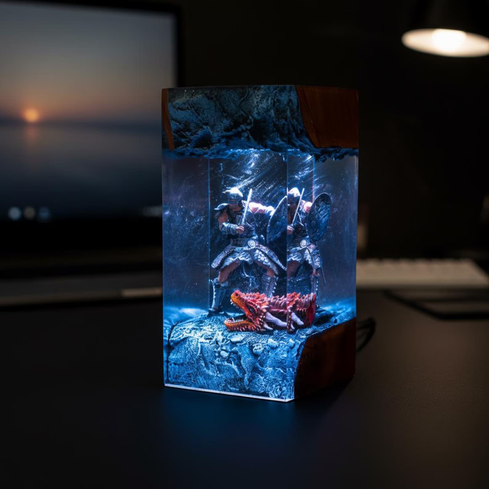 Handmade Dragon Born Resin Lamp – Handmade Epoxy Night Light, Gaming & Skyrim-Style Decor, Unique Christmas Gift 13