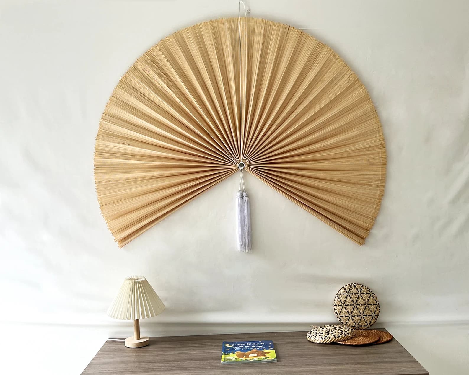 Wall Fan Decor, Bamboo Decorative Fans, Handcrafted Bamboo Fan, Boho Bamboo Wall Decor, Artisan Bamboo Fan Decor (30x60 Inches Style Fan 52) 5