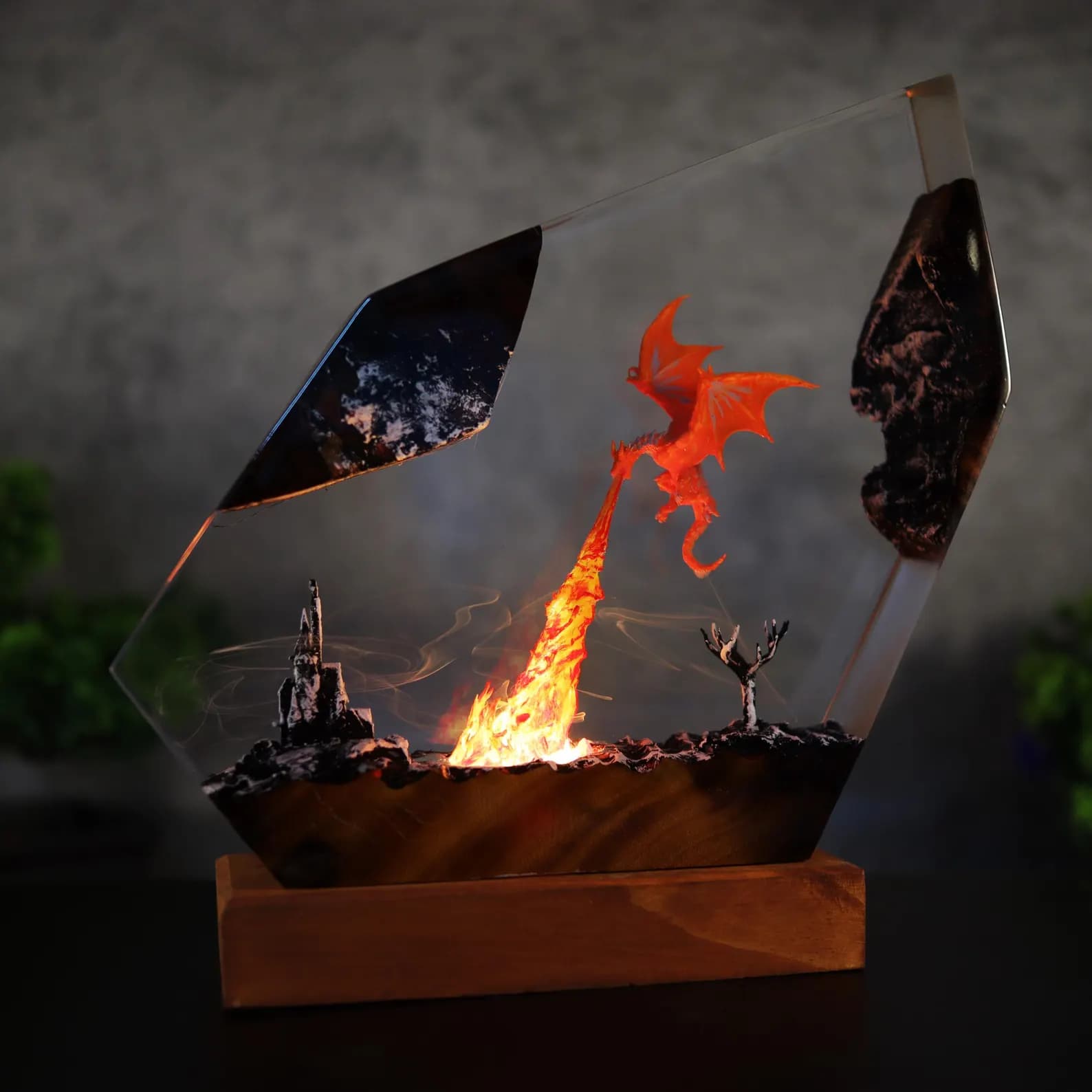 Dragon character night light, Fire dragon night light, dragon art, dragon statue, table lamp, gift for him, dragon lamp as Halloween gift 5