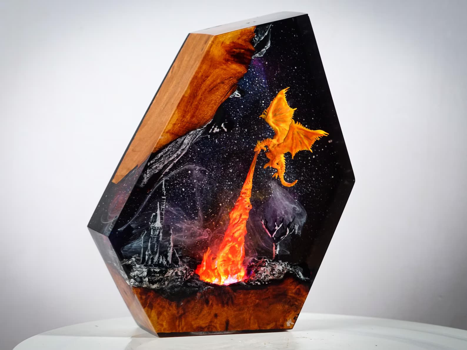 EXCLUSIVE Handmade Fire Dragon Resin Lamp – Fantasy Skyrim Night Light, Mystical Flame-Breathing Resin Dragon Decor for Home or Gift 5