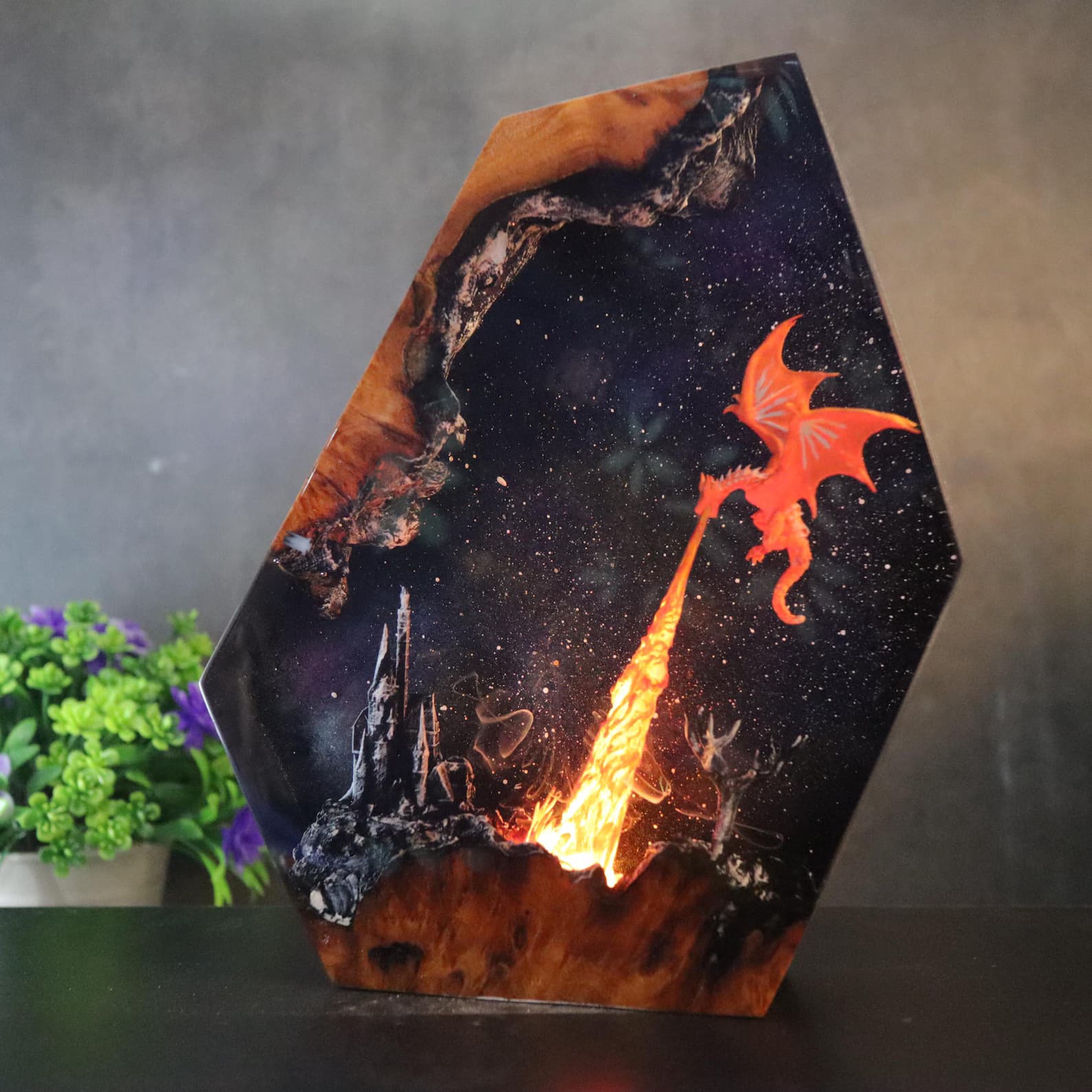 Dragon Figure Night Light, Fire Dragon Figure Decor Home, Christmas gift, Xmas Gift for Kids, Unique Night Light, New Year Gift, Wood Lamp 9