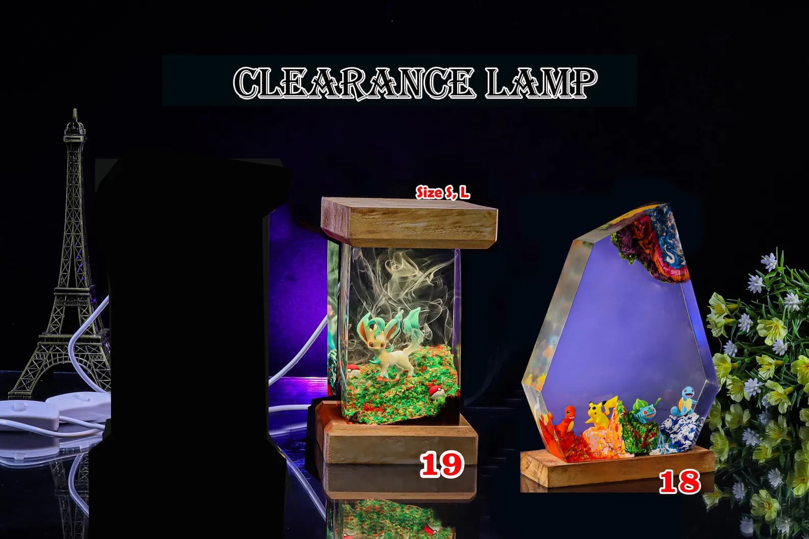 CLEARANCE Anime night light, Discount resin Lamp, Custom Resin Lamp, Personalized Night Light Home Decor, Resin Wood lamp, Gifts 11