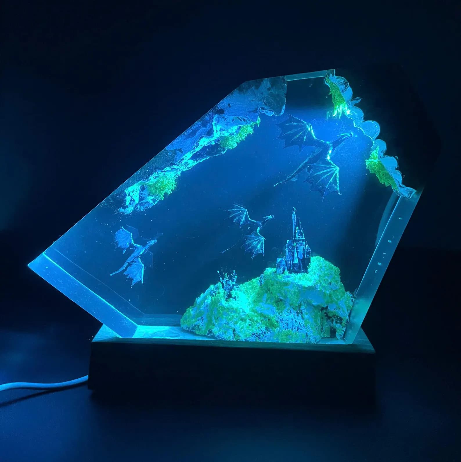Handmade Dragon Resin Lamp: Fantasy LED Night Light 7