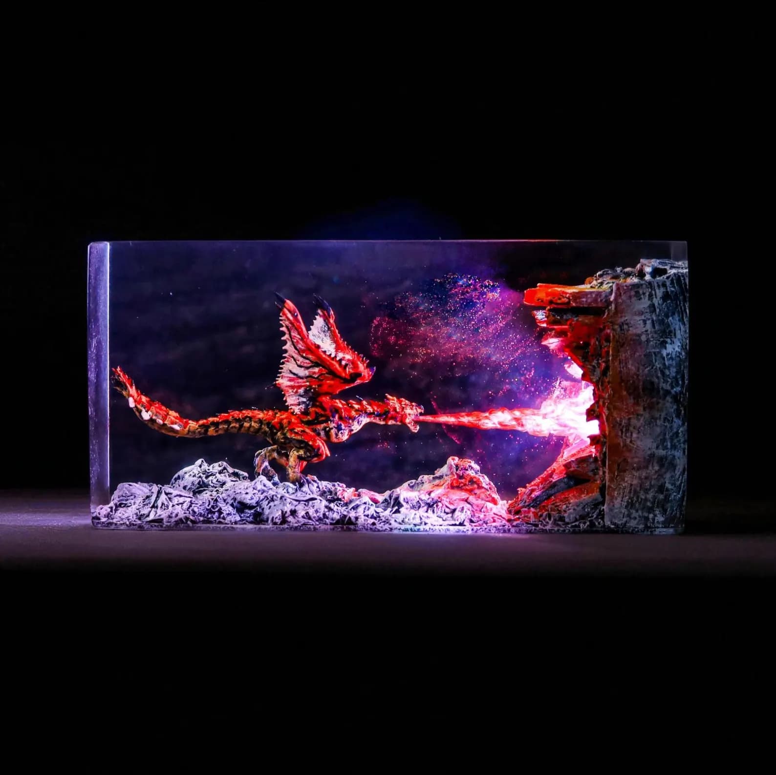 Fire Dragon Resin Lamp – Epoxy Wood Dragon Lamp | Handmade Fantasy Night Light | Dragon Figure Decor | Unique Gift for Gamers & Collectors 7