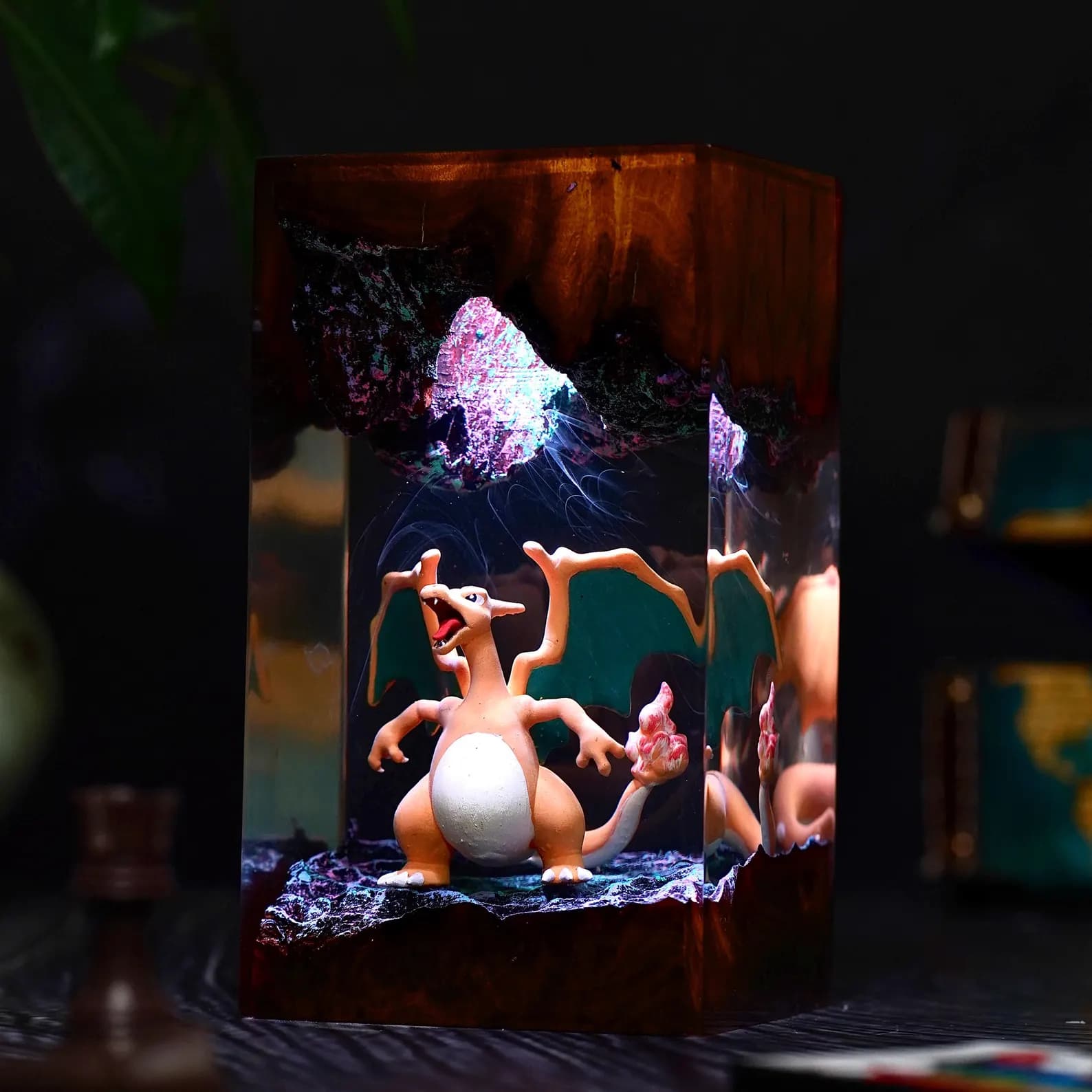 Fire Dragon Resin Lamp – Handmade LED Anime Light for Gamers, Dragon Fire Decor, Kawaii Monster Gift, Battle Evolution Room Lamp 5