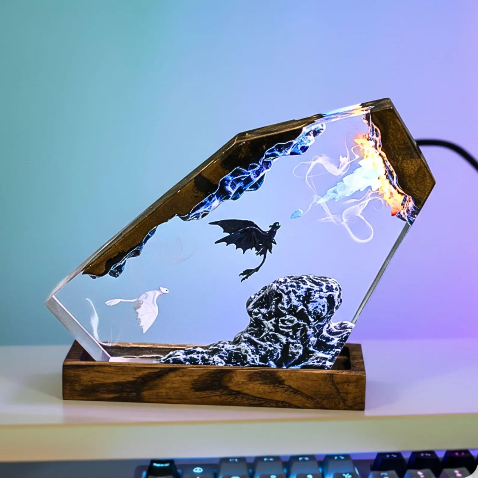 Mythic Sky Dragon Lamp – Handmade Fantasy Resin Light, Artistic Night Sculpture Gift 4