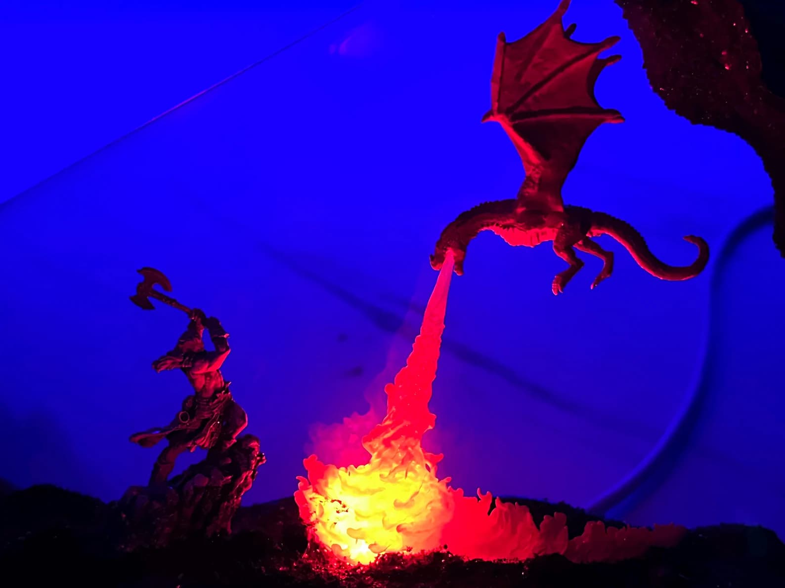 Christmas Gift for Him or Gamer - Fire Dragon vs Viking Resin Wood Light 8