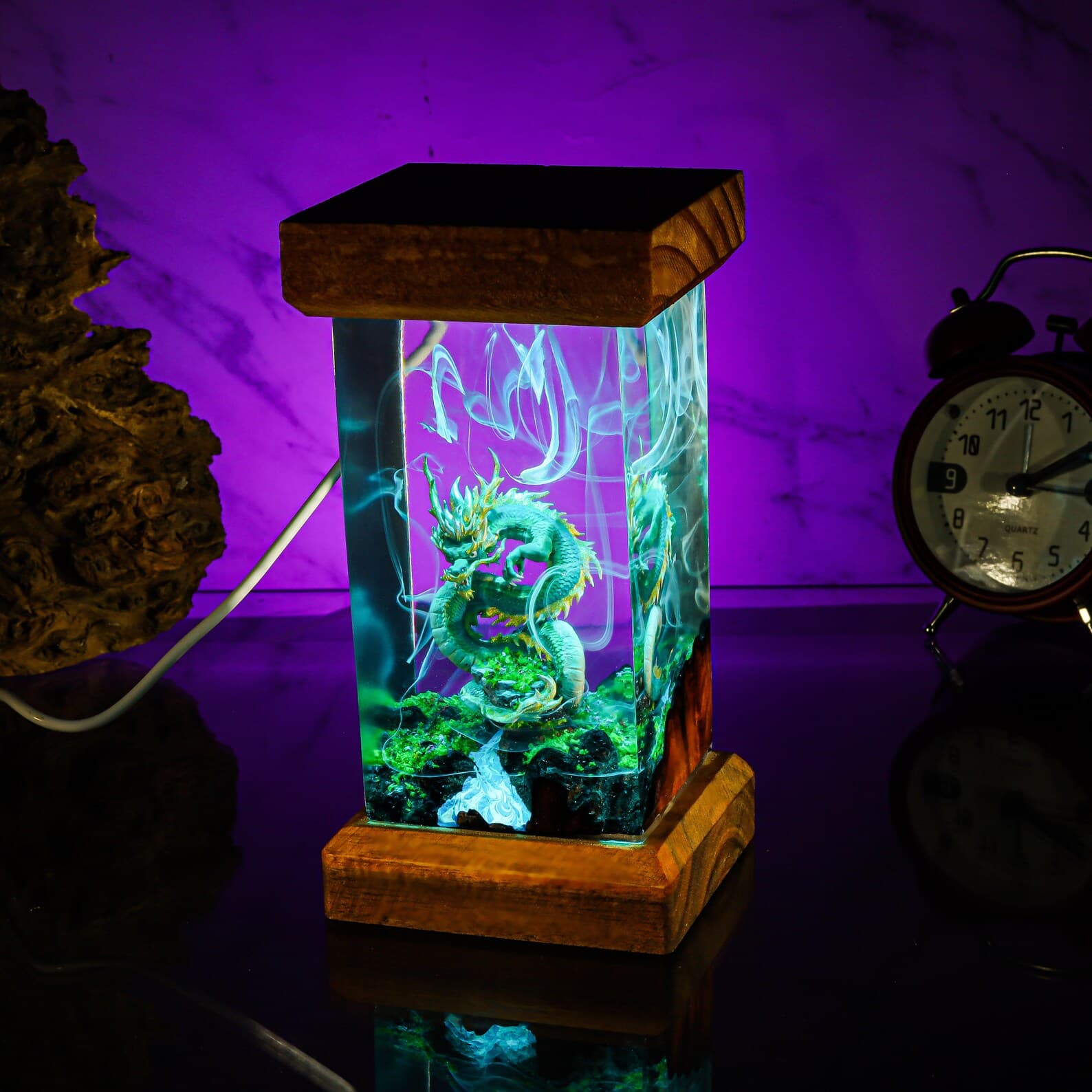 Dragon lamp, Custom anime Night Lamp, epoxy resin lamp, Handmade Resin & Wood Lamp, Custom Night Light, Handcrafted Gift 5