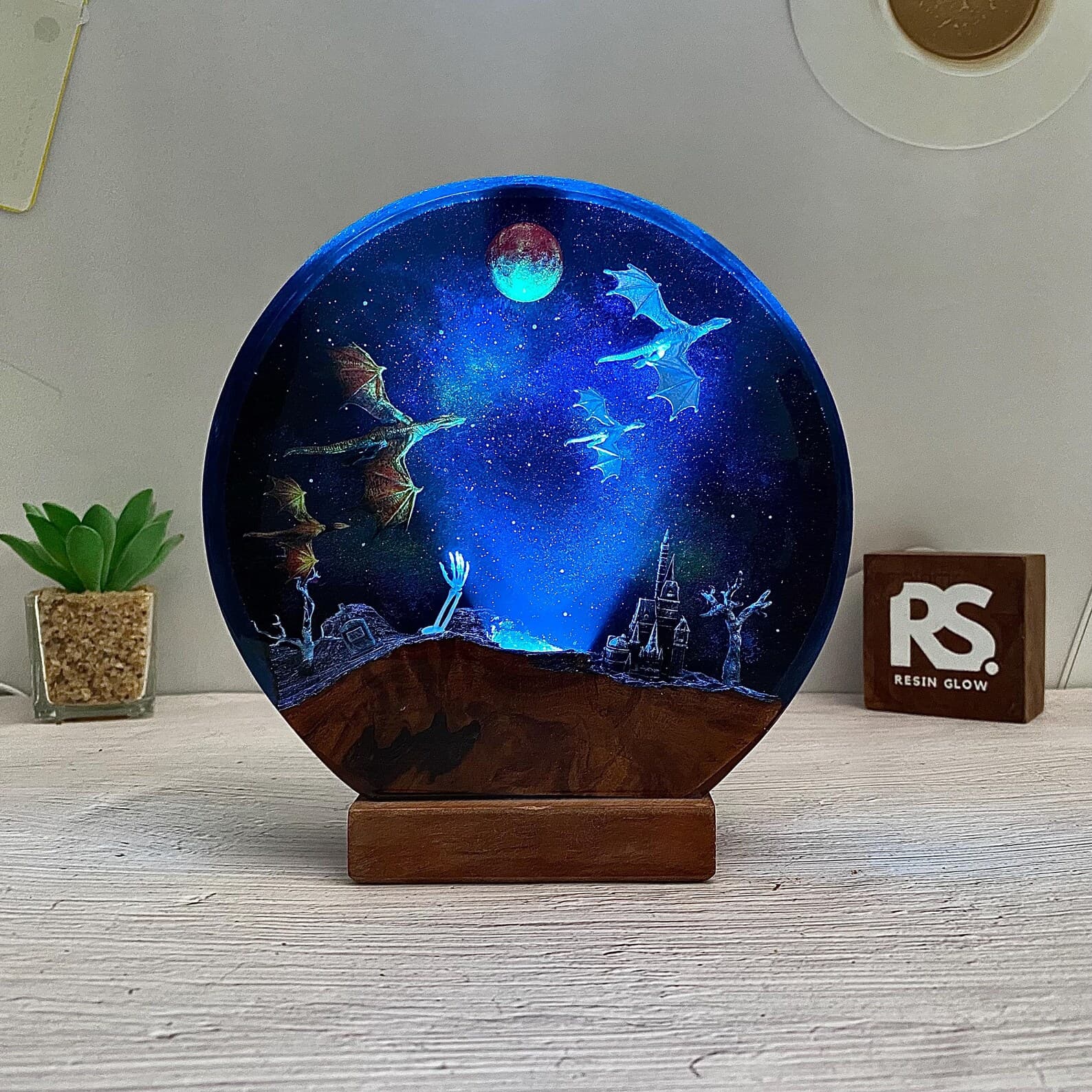 Dragon Lamp, Fire Dragon and Ice Dragon, Resin Wood Lamp, 3D Dragon Table Lamp, Home Decoration, Christmas Gift for Kid, Birthday Gift 4