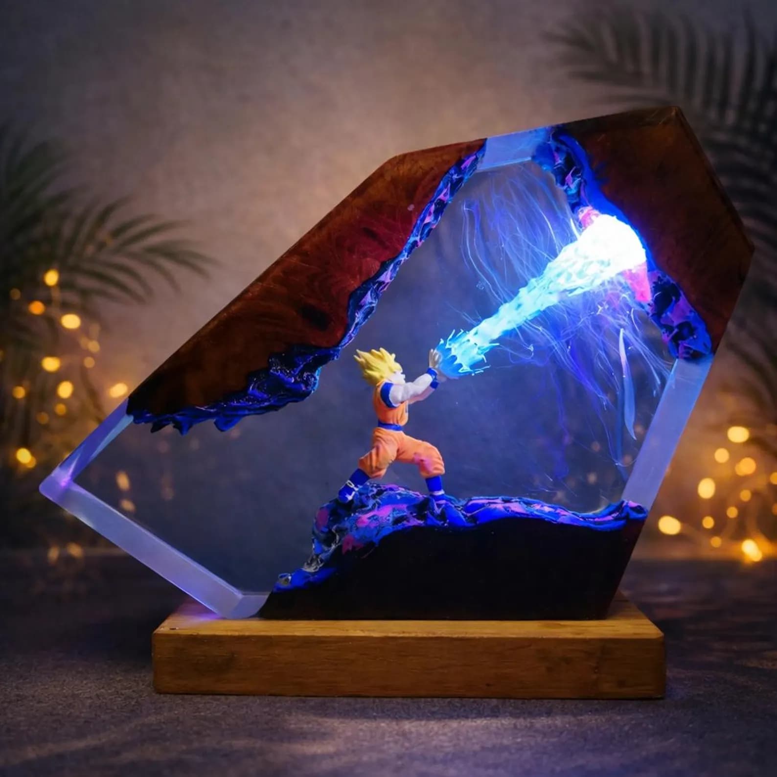 ANIME Goku Night Lamp Epoxy lamp handmade from wood and resin Custom Anime Light wood lamp resin Anime Night light Resin Lamp Gift for him 1