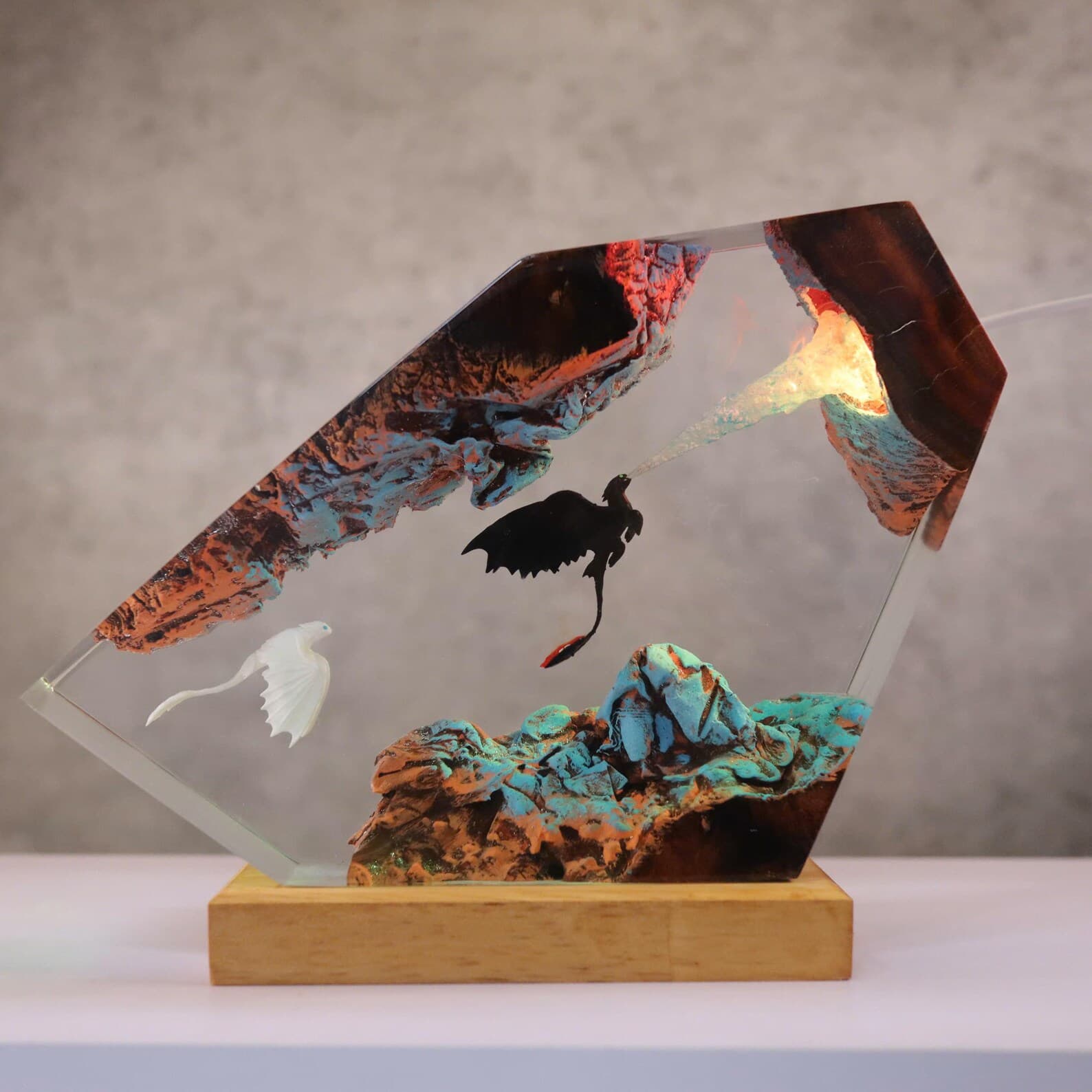 Too.thless Night Dragon - Epoxy Resin Lamp, Handmade Cute Dragon Night Light, Unique Christmas Gift for Kids, Special New Year Gift idea 15