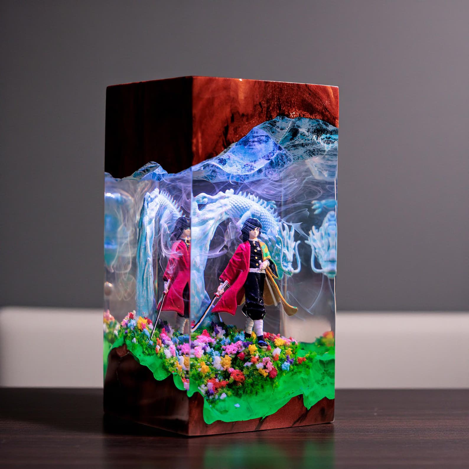 Handmade Fantasy Dragon Resin Lamp – Custom Epoxy Diorama Night Light, Anime Lamp, Gaming Gift, Unique Desk Decor, Christmas Gifts 3