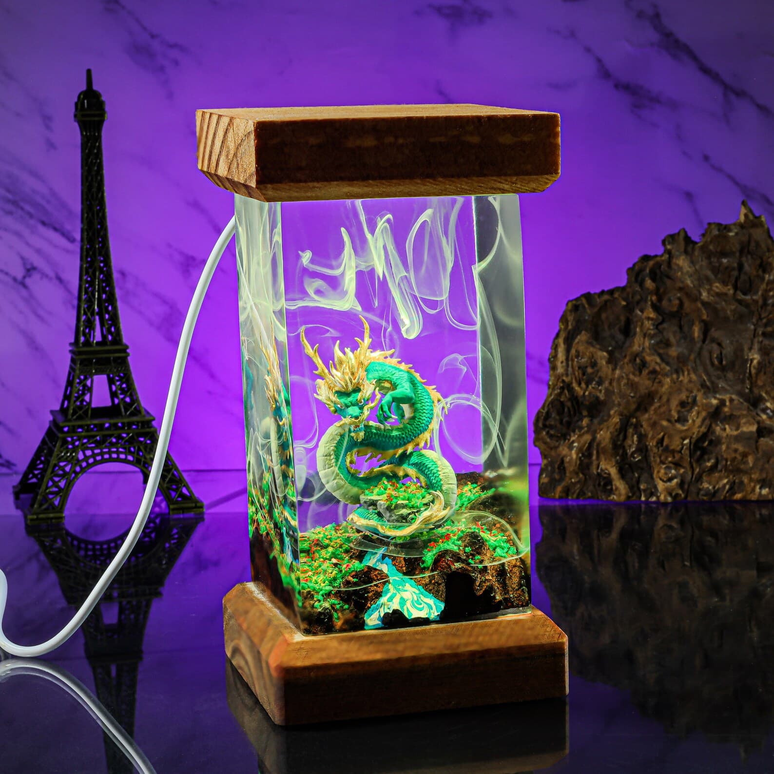 Dragon lamp, Custom anime Night Lamp, epoxy resin lamp, Handmade Resin & Wood Lamp, Custom Night Light, Handcrafted Gift 10