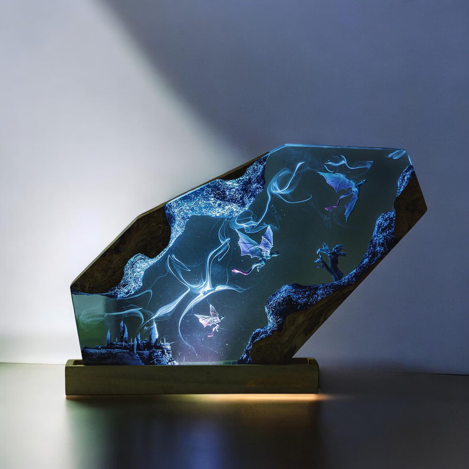 Custom resin Lamp, Lamp Dragon resin epoxy,epoxy resin lamp,night light wood, custom resin lamp,blue resin lamp,christmas gift,gift for Him 3