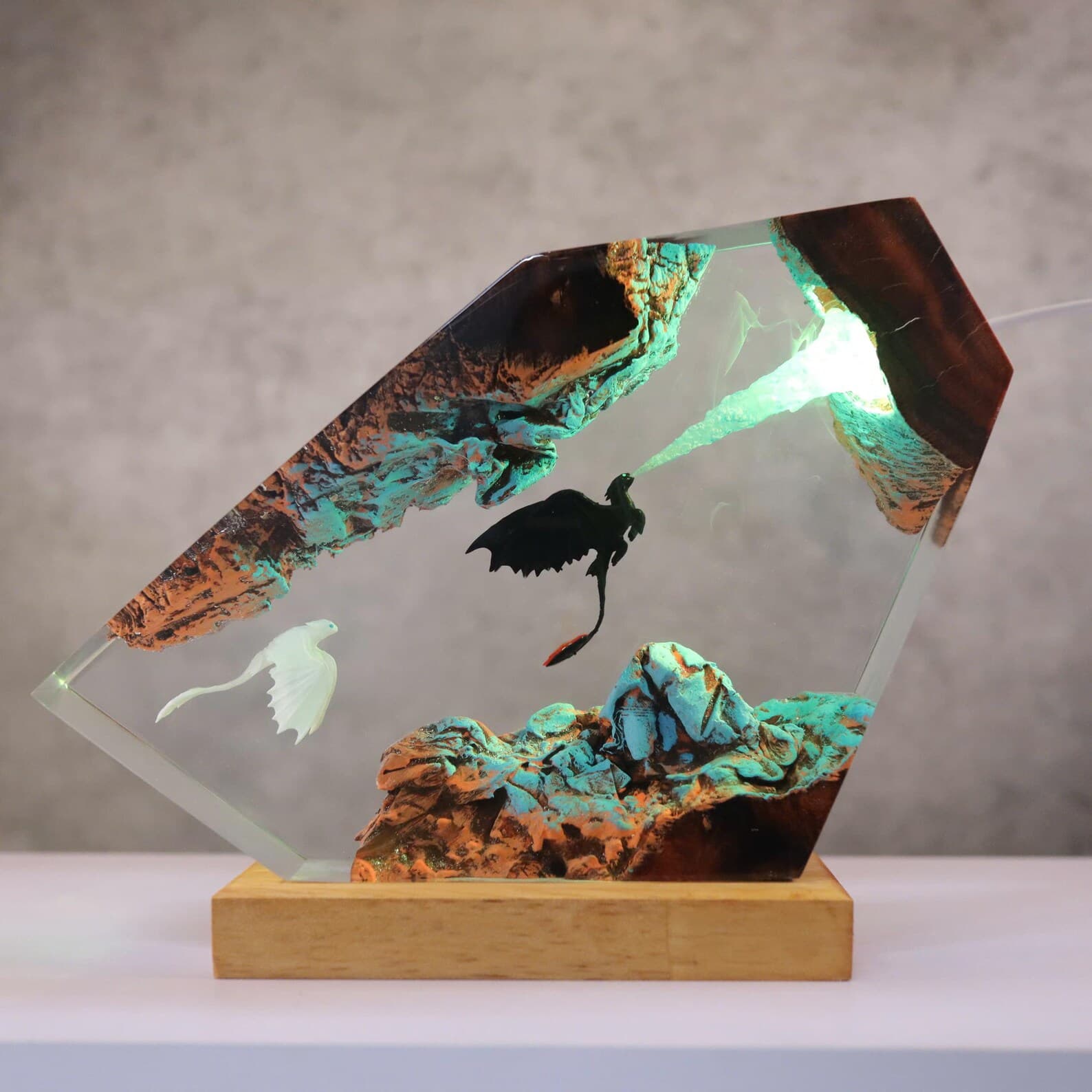 Too.thless Night Dragon - Epoxy Resin Lamp, Handmade Cute Dragon Night Light, Unique Christmas Gift for Kids, Special New Year Gift idea 11