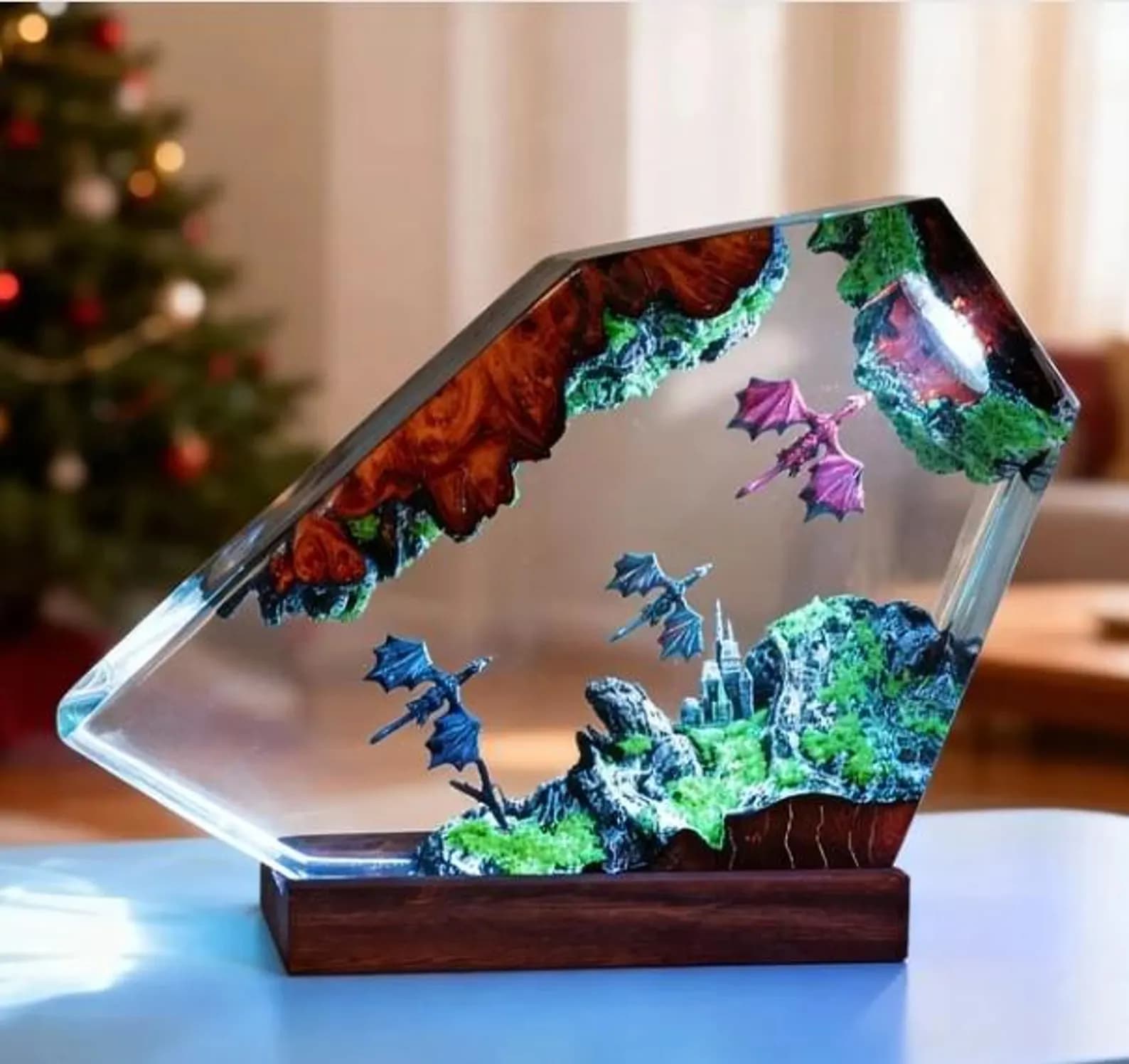 Dragon Resin Lamp, Handmade Gift for New Year, Fantasy Night Light 10