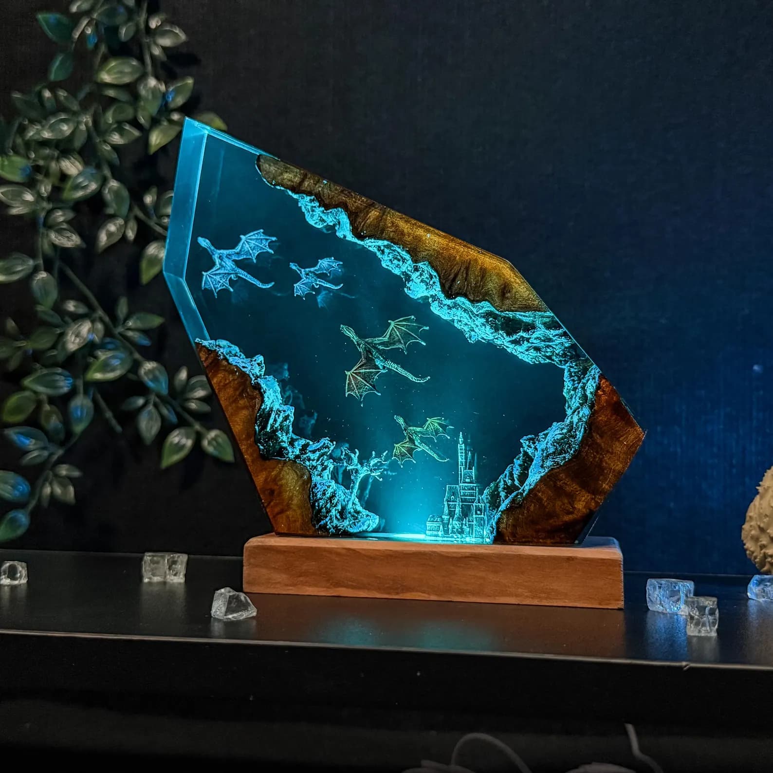 Fly ICE Dragon Resin Lamp, Dragon Epoxy resin night light, Handmade resin art, Gift for Him, Son, Christmas Gift Lamp. 6