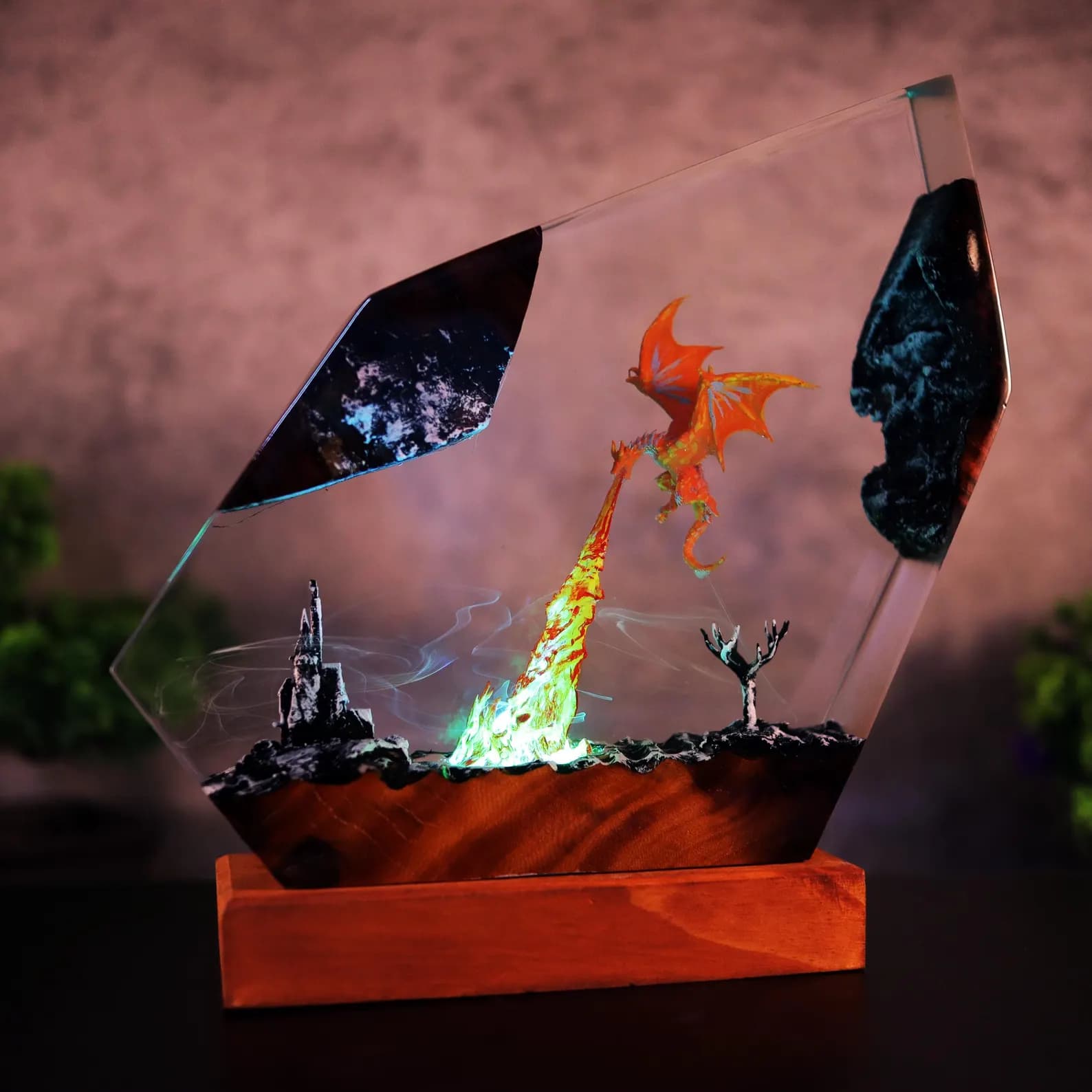 Dragon character night light, Fire dragon night light, dragon art, dragon statue, table lamp, gift for him, dragon lamp as Halloween gift 7