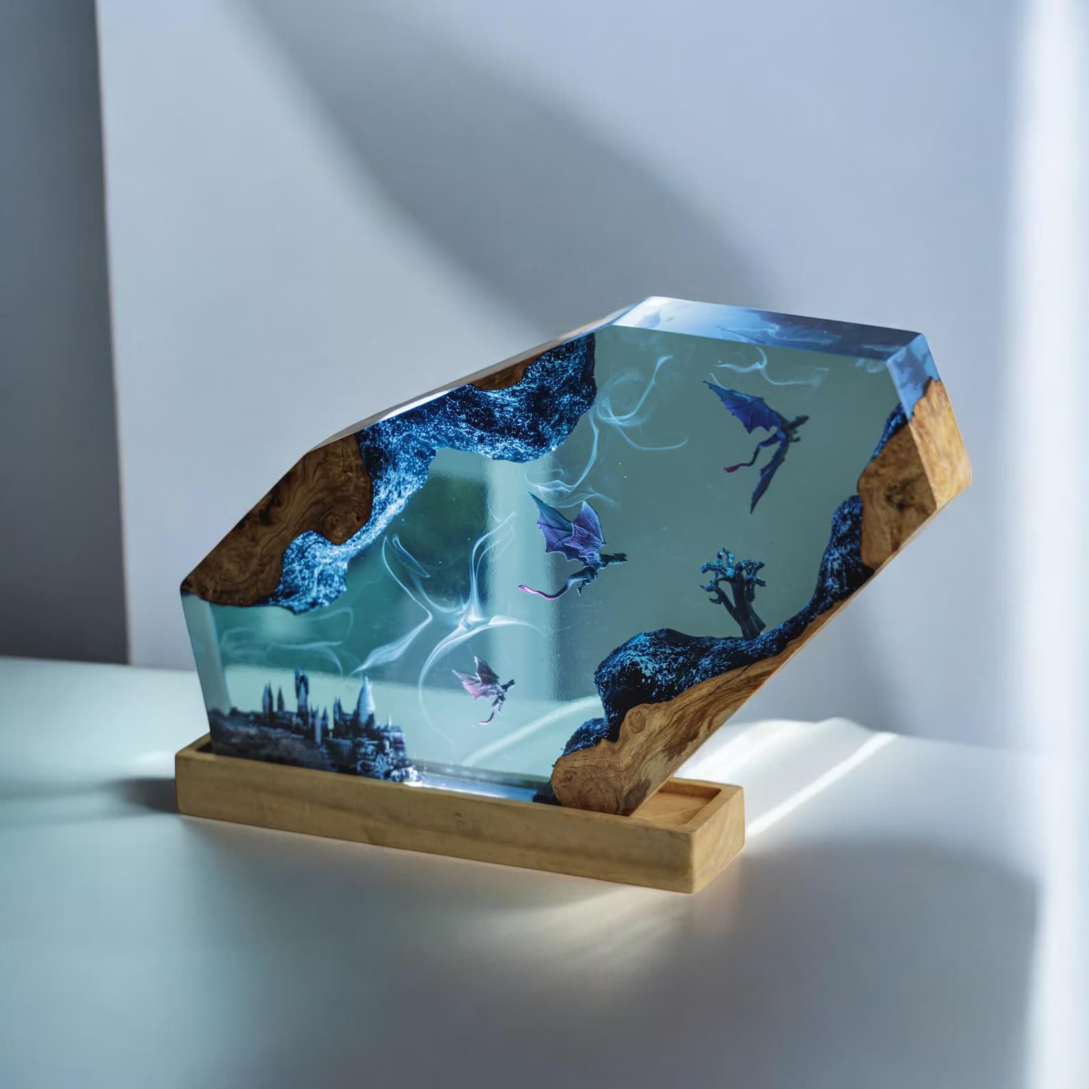 Custom resin Lamp, Lamp Dragon resin epoxy,epoxy resin lamp,night light wood, custom resin lamp,blue resin lamp,christmas gift,gift for Him 10