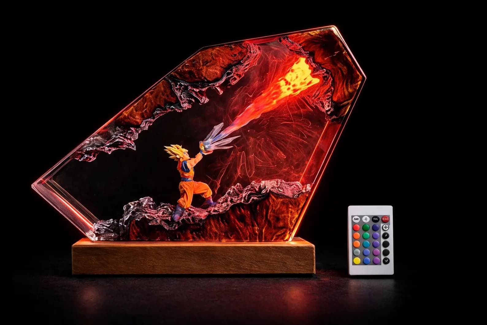 ANIME Goku Night Lamp Epoxy lamp handmade from wood and resin Custom Anime Light wood lamp resin Anime Night light Resin Lamp Gift for him 5