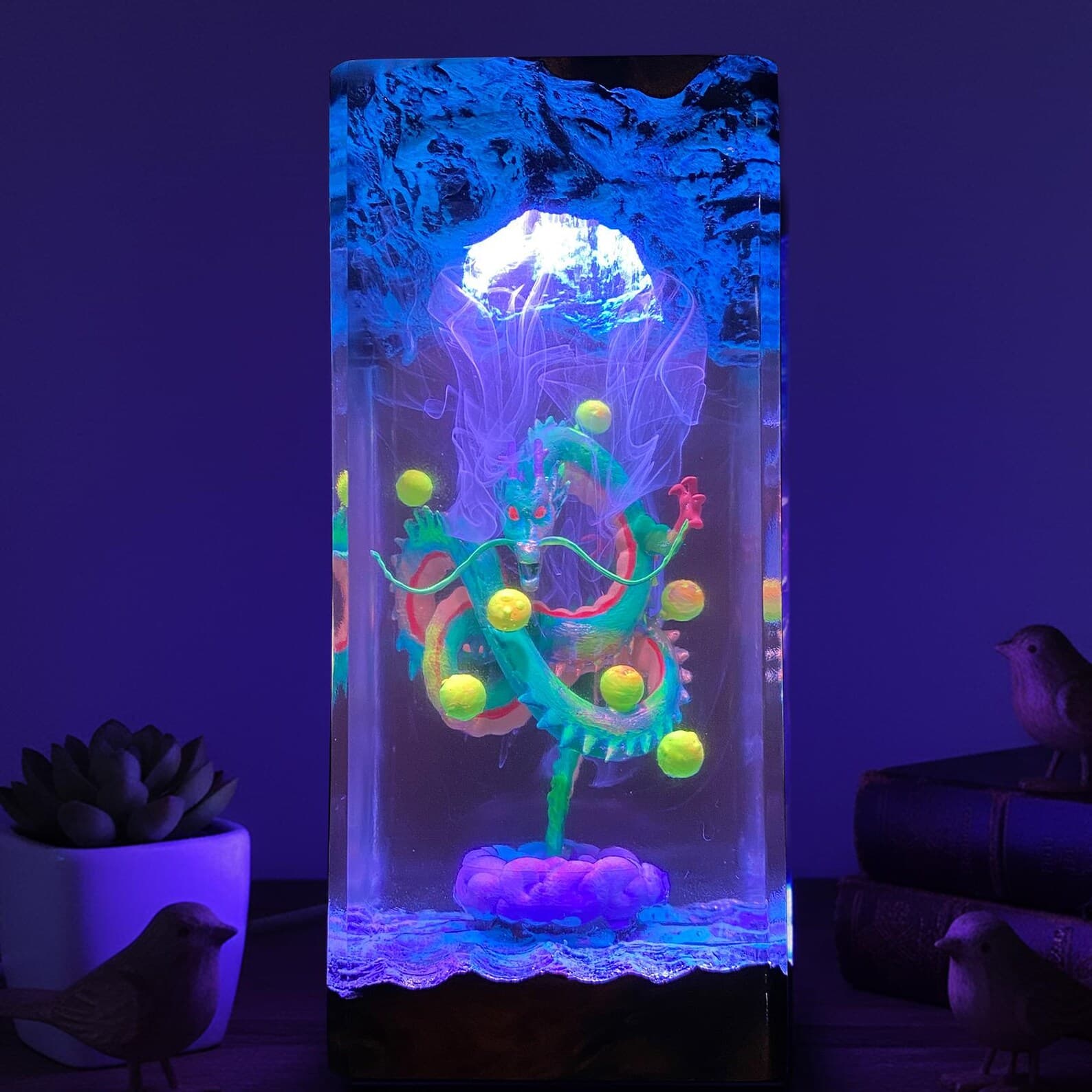 Dragon Resin Lamp, LED Night Light with Dragon Balls, Handmade Anime Epoxy Lamp, Otaku Gift, Gaming Room Decor 9