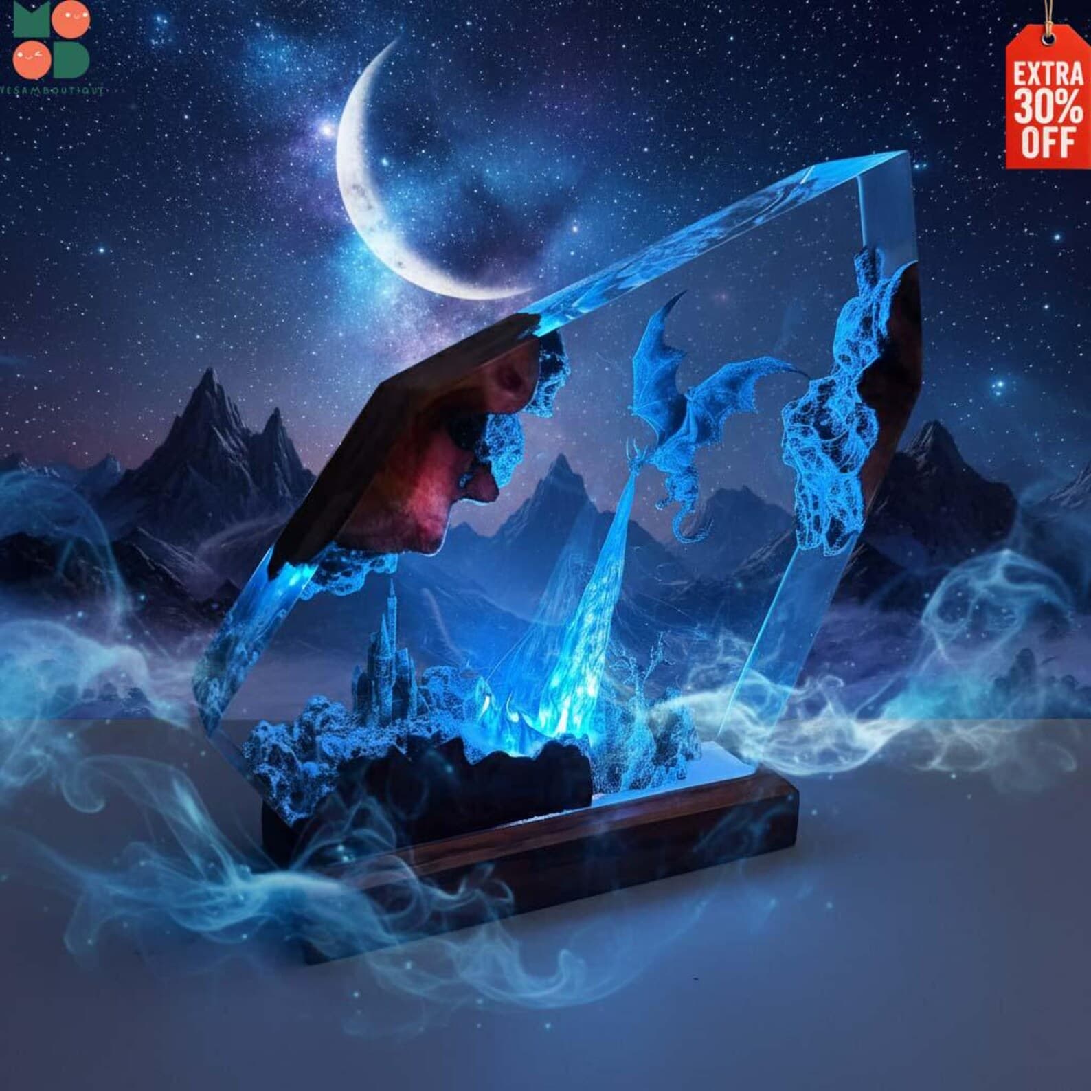 Dragon Resin Night Light, Dragon Statue, Fire Dragon and Ice Dragon Lamp, Table lamp, 3D Dragon, Lighting Home decor,resin art 1