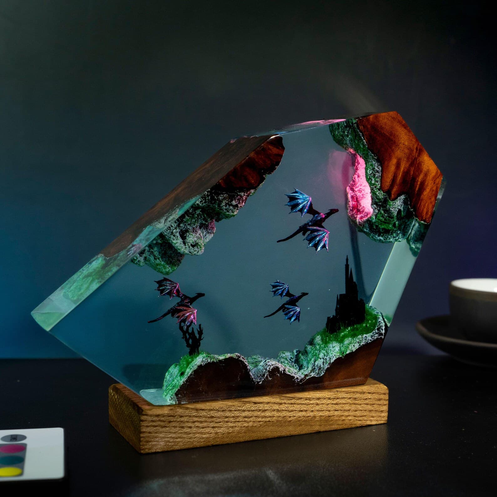 Dragon Resin Lamp – Fire & Ice Dragon Lamp – Flying Dragon Night Light – Resin Art Lamp – Dragon Gift for Him - Christmas Gift 1