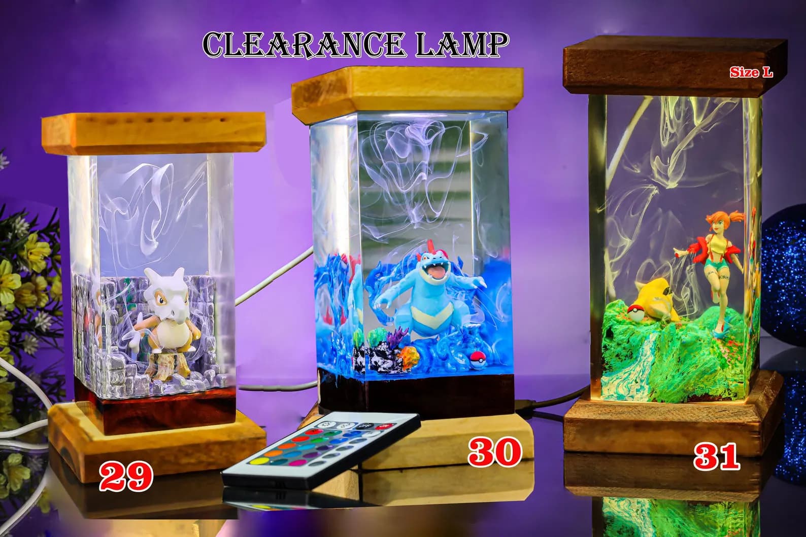 CLEARANCE Anime night light, Discount resin Lamp, Custom Resin Lamp, Personalized Night Light Home Decor, Resin Wood lamp, Gifts 7