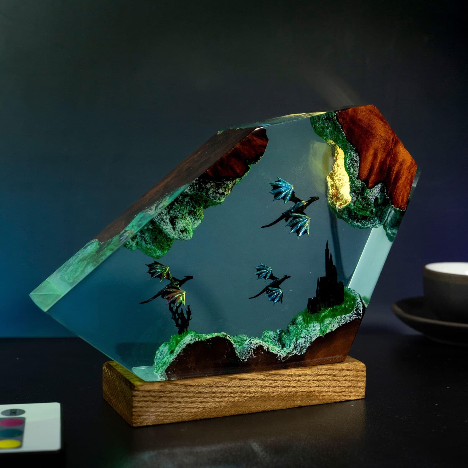 Dragon Resin Lamp – Fire & Ice Dragon Lamp – Flying Dragon Night Light – Resin Art Lamp – Dragon Gift for Him - Christmas Gift 4