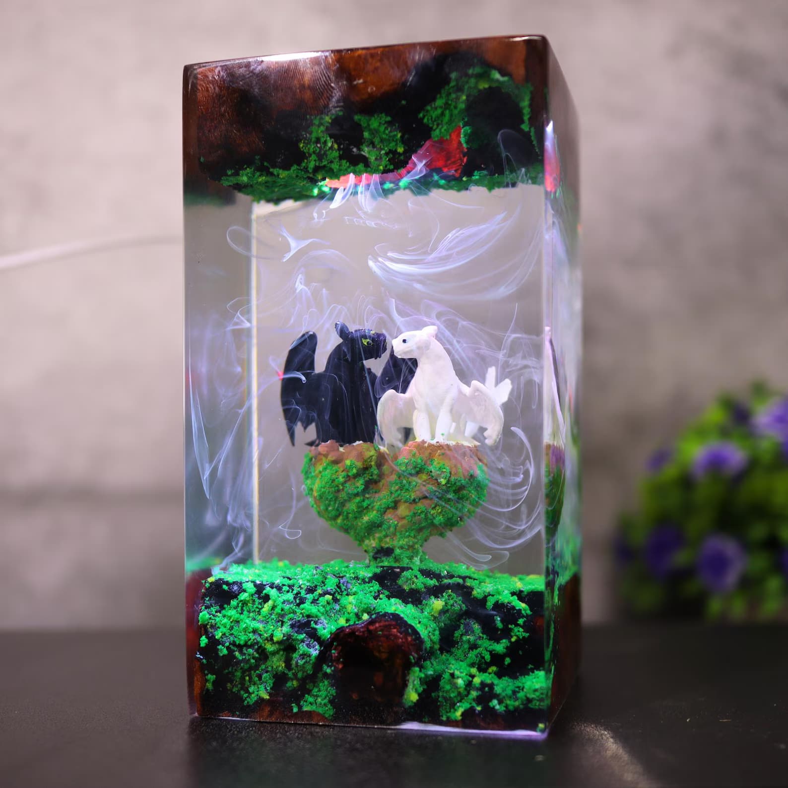 Fire Breath Dragon Resin Lamp, Fantasy Skyrim Night Light, Mystical Flame-Breathing Resin, Handmade Gift for New Year 11