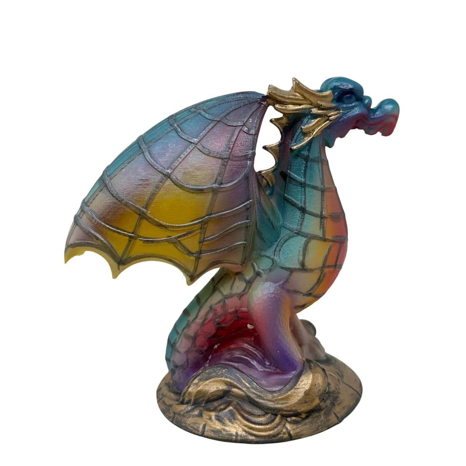 Resin Dragon Night Light 6" Stained Glass Look Fantasy Lamp Battery Operated 3