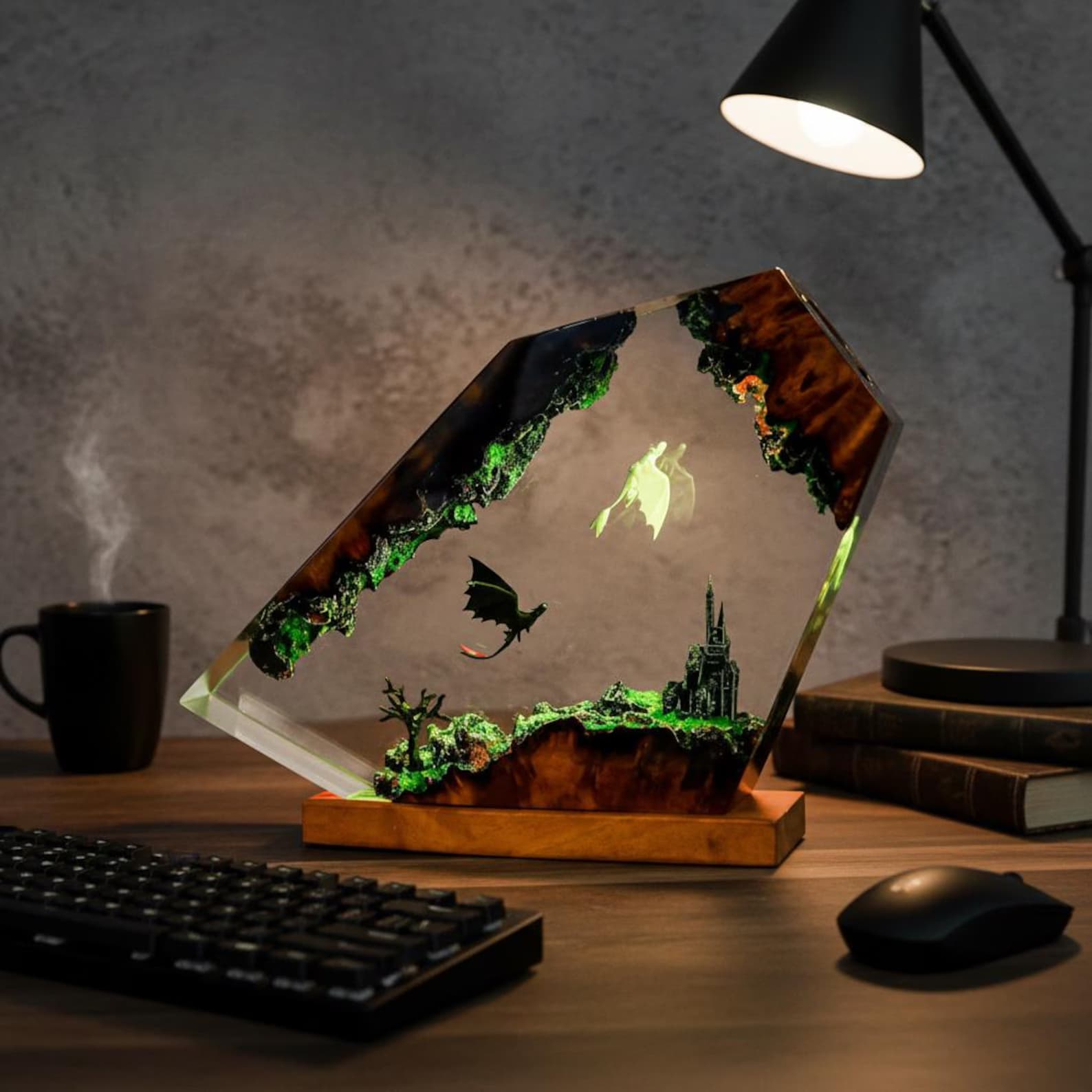 Toothless Dragon Resin Lamp | Wood & Epoxy Night Light | Dragon Decor for Gaming Setup And Playroom | Unique Christmas Gift 9