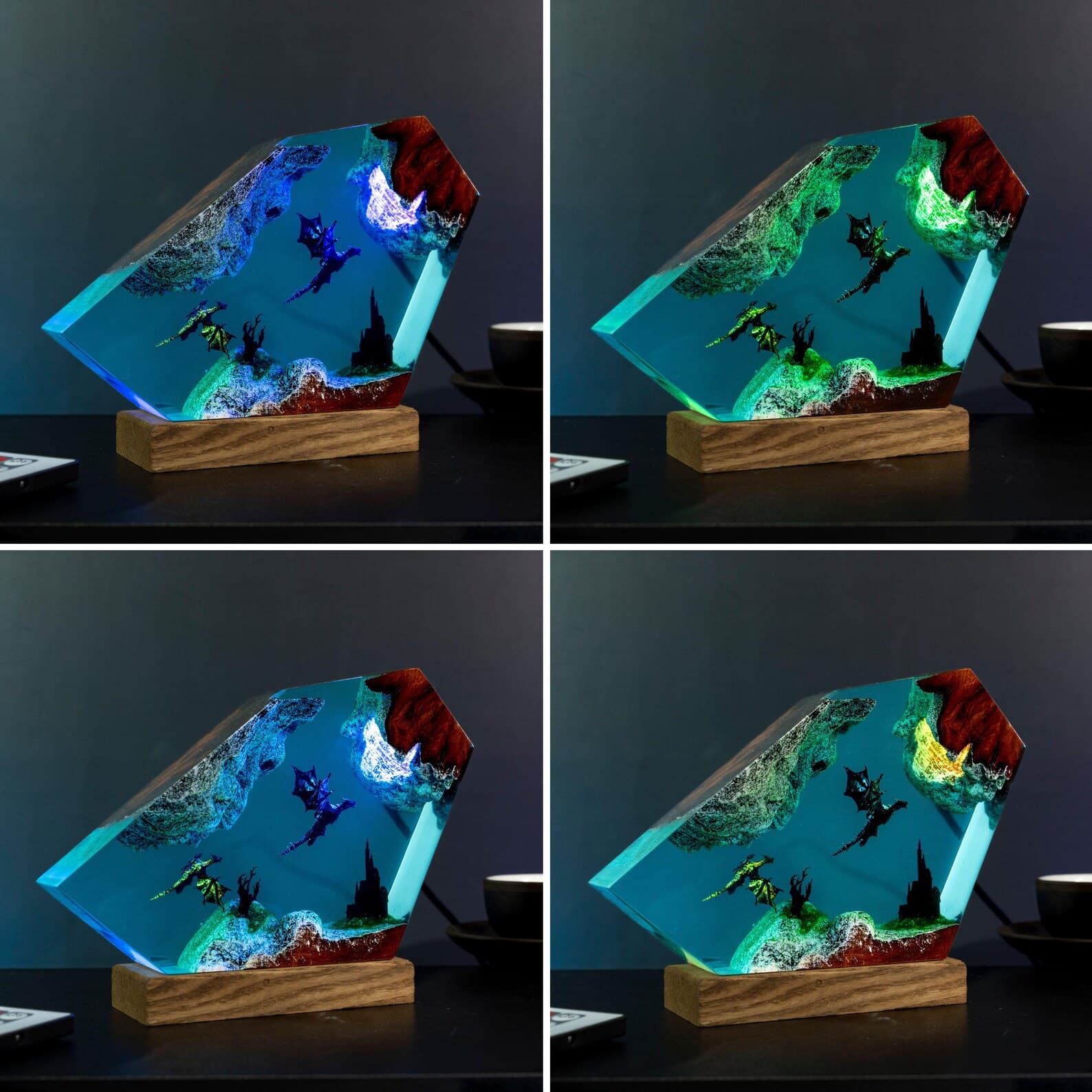 Dragon Resin Lamp – Fire & Ice Dragon Lamp – Flying Dragon Night Light – Resin Art Lamp – Dragon Gift for Him - Christmas Gift 12