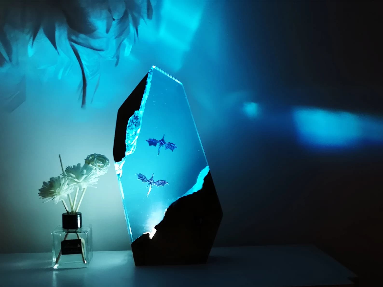 Dragon Resin Wood Lamp, Dragon Valentine's Day Ornament, Dragon Fly Night Lights, Dragon Room Decor, Cool Lamp, Art Deco Lamp, Dragon Statue 6