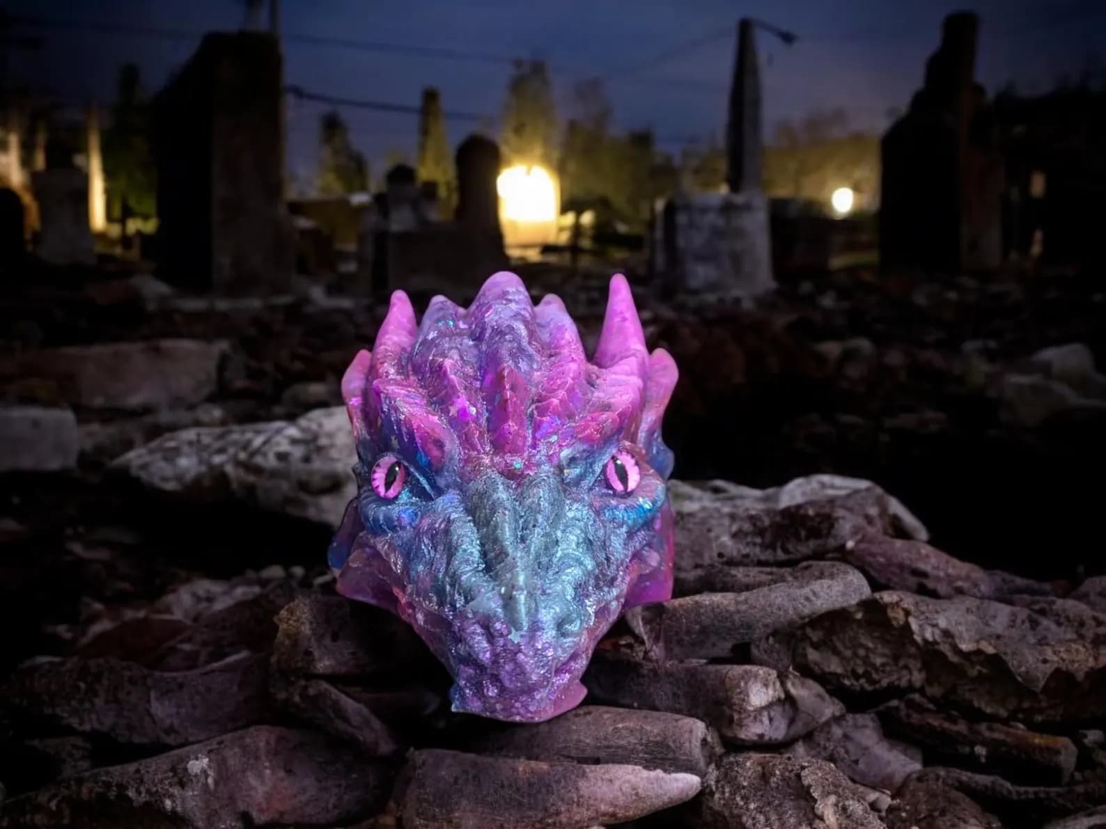 Handmade Resin Dragon Head Lamp for Man Cave or Fantasy Decor 3