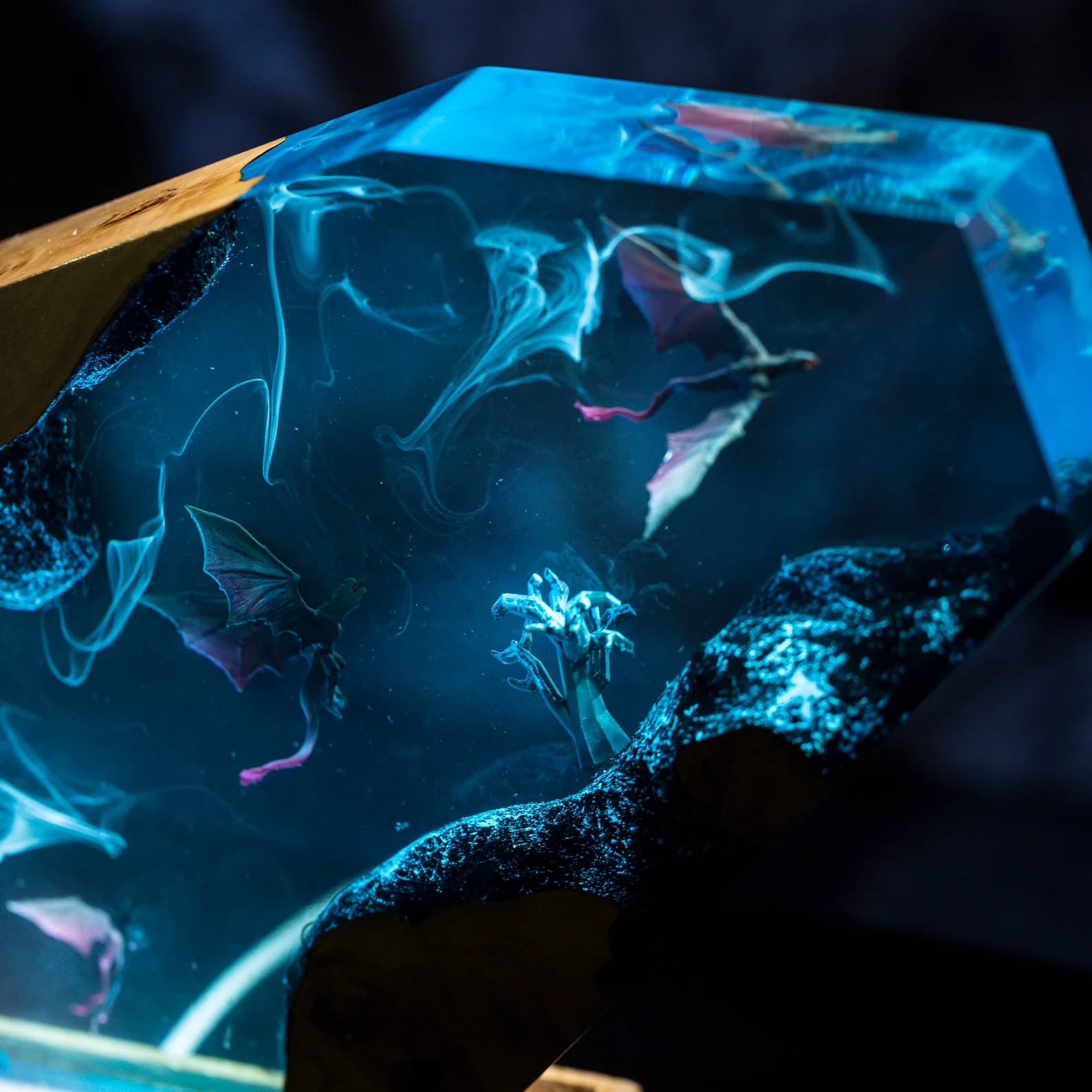 Lamp custom resin, Lamp Dragon resin epoxy,epoxy resin lamp,night light wood, custom resin lamp,blue resin lamp,christmas gift,handmade gift 9