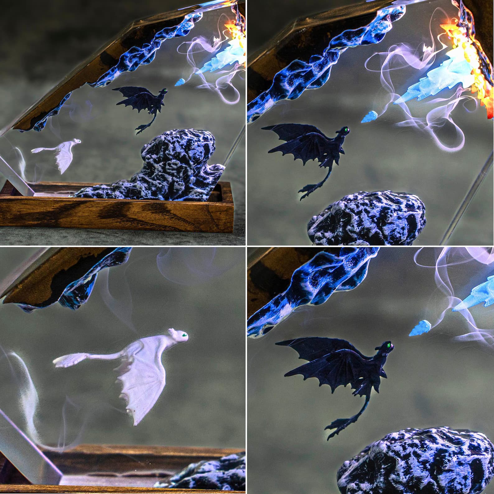 Christmas gift ideas for her: Toothless & Light Fury Resin Lamp, How to train your dragon night lights 2