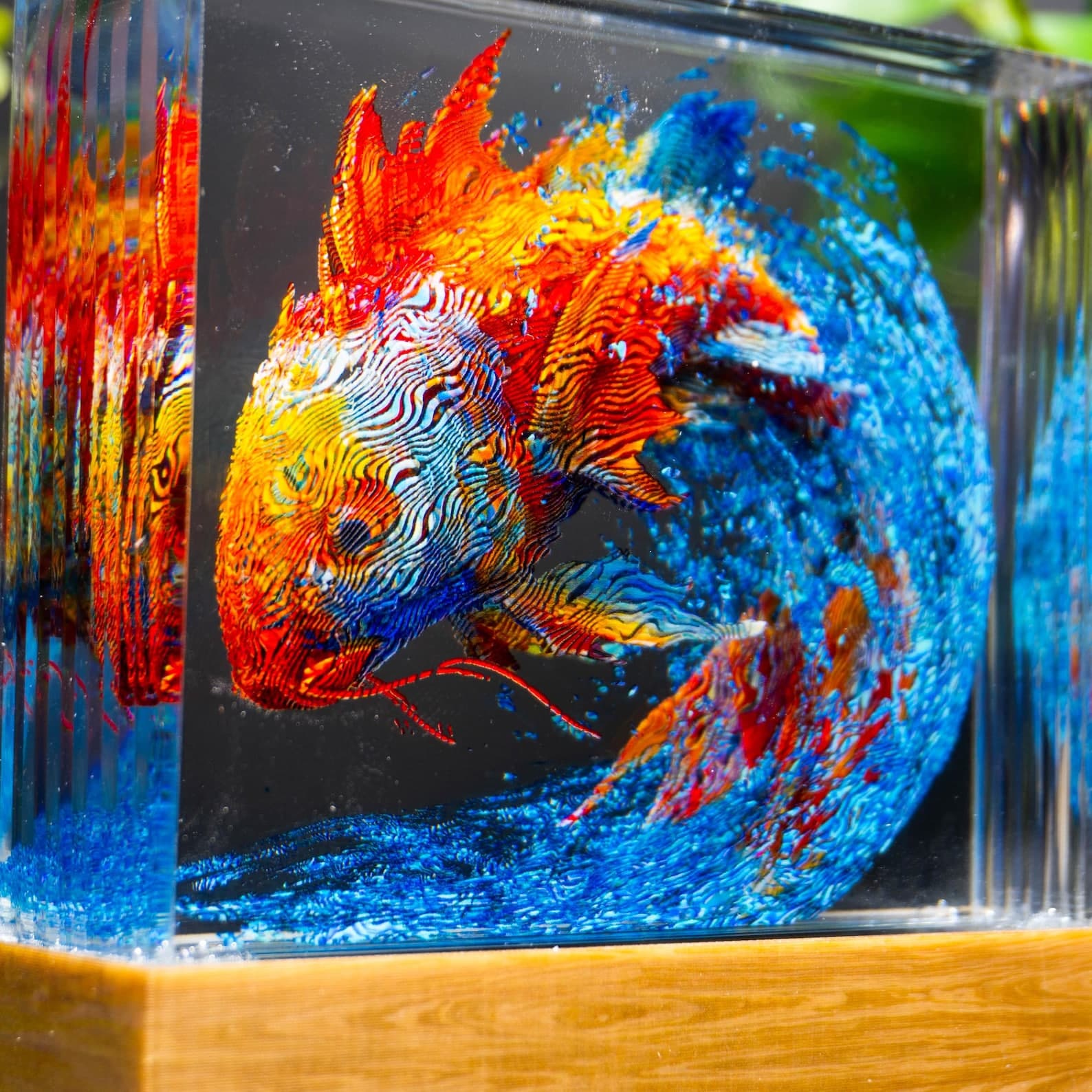 Koi Dragon Resin Lamp | Vibrant Water Wave Sculpture 6