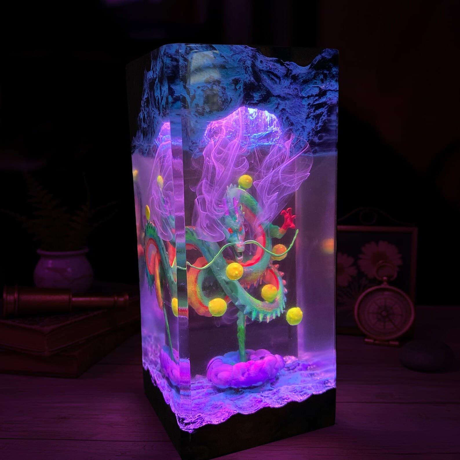 Dragon Resin Lamp, LED Night Light with Dragon Balls, Handmade Anime Epoxy Lamp, Otaku Gift, Gaming Room Decor 5