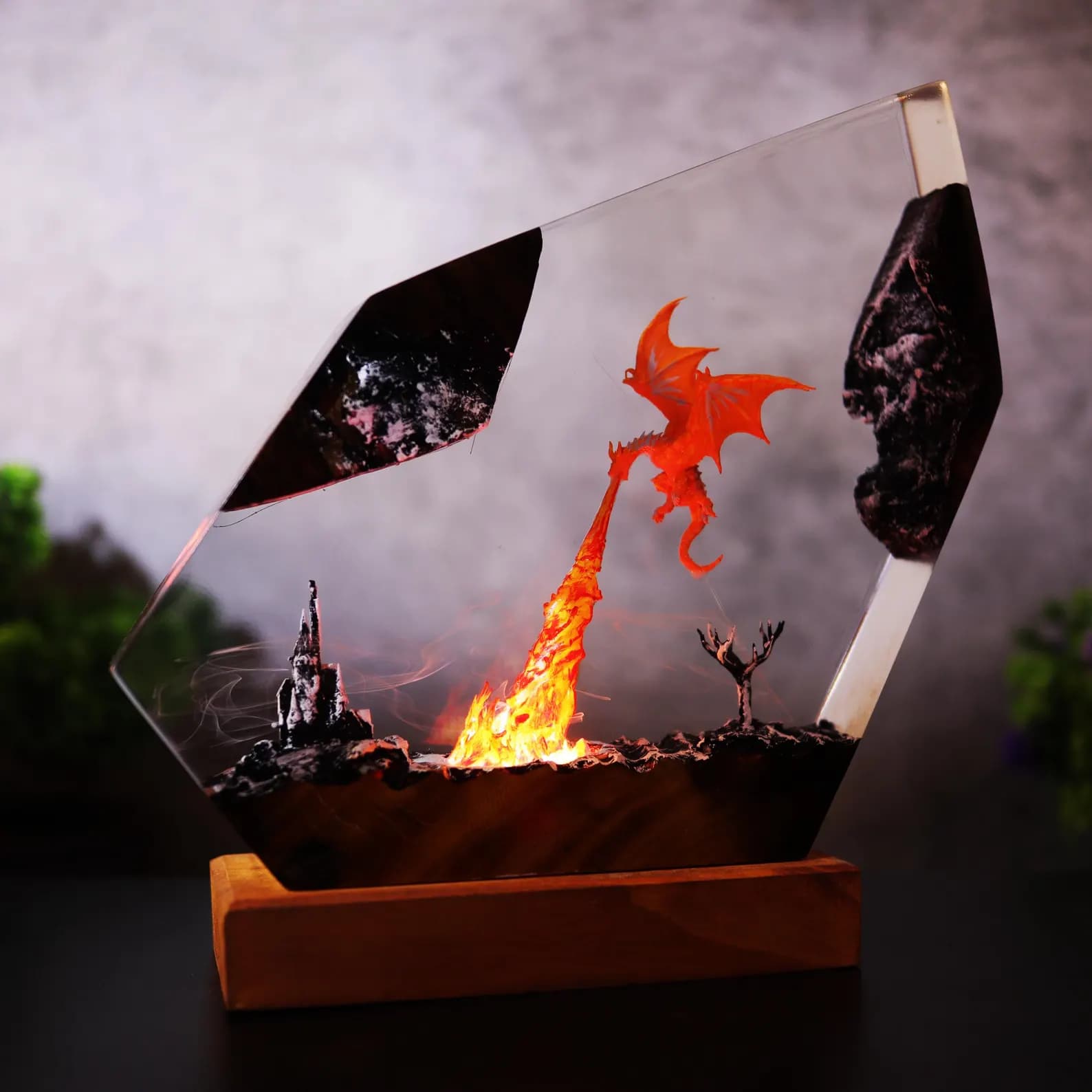 Dragon character night light, Fire dragon night light, dragon art, dragon statue, table lamp, gift for him, dragon lamp as Halloween gift 11