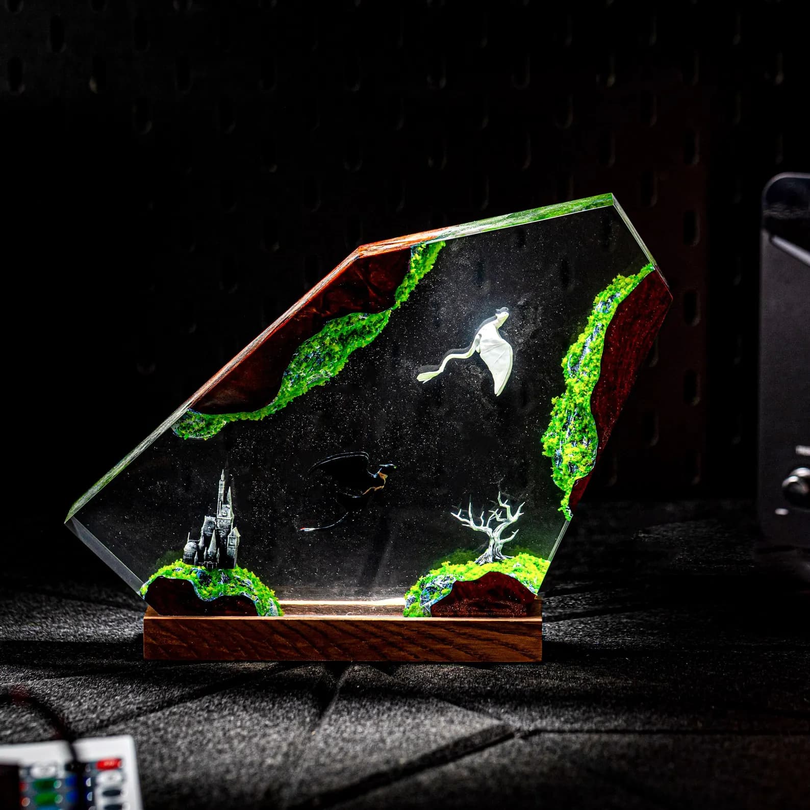 Night Sky Dragons Resin Lamp, Toothless and Light fury night light, Handmade Flying Duo Light, Christmas gift