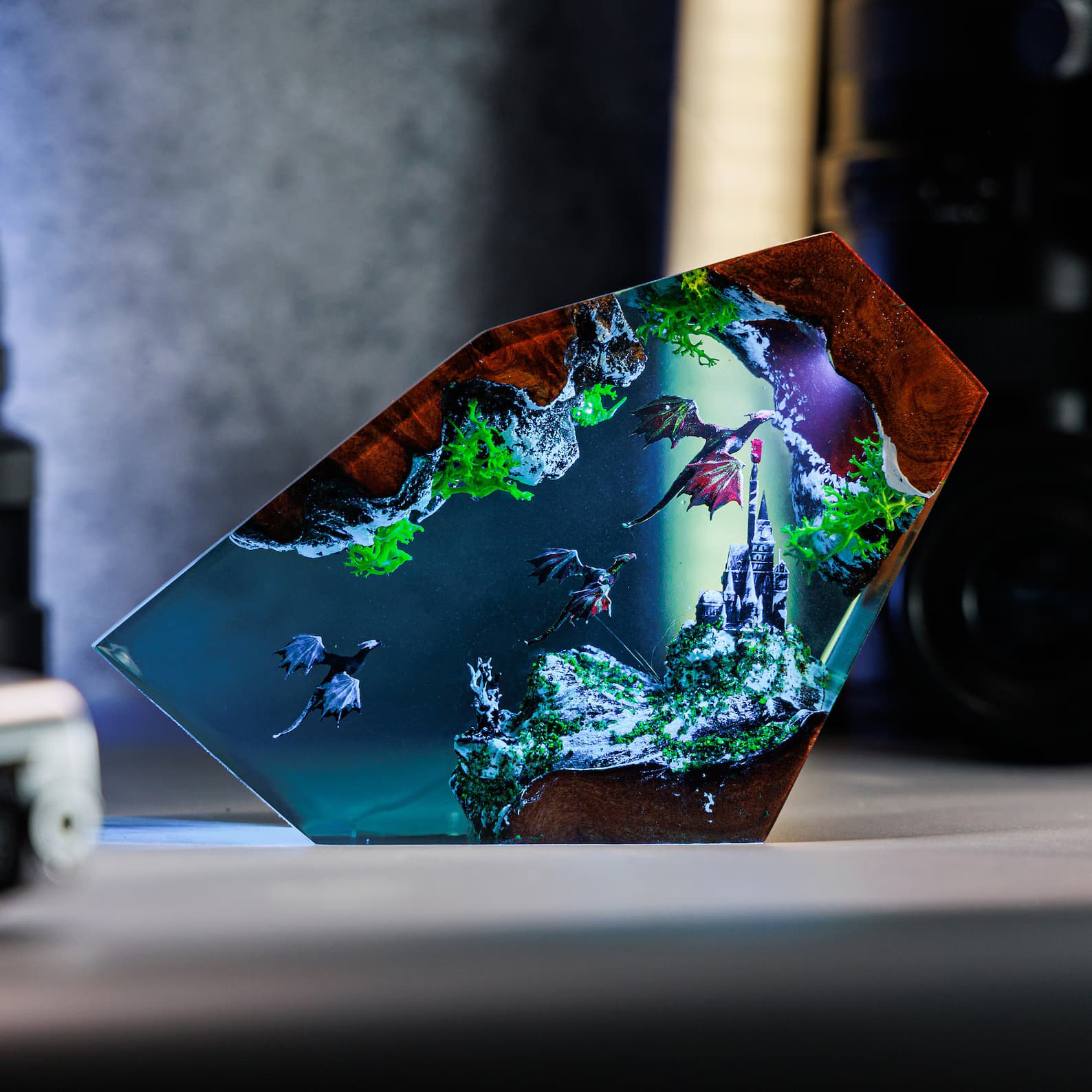 Ancient Dragon Resin Lamp, Dragon Epoxy Night Light,Fire And Ice Dragon Lamp,House of The Dragon Night Lamp, Gift For Father, Christmas gift 1