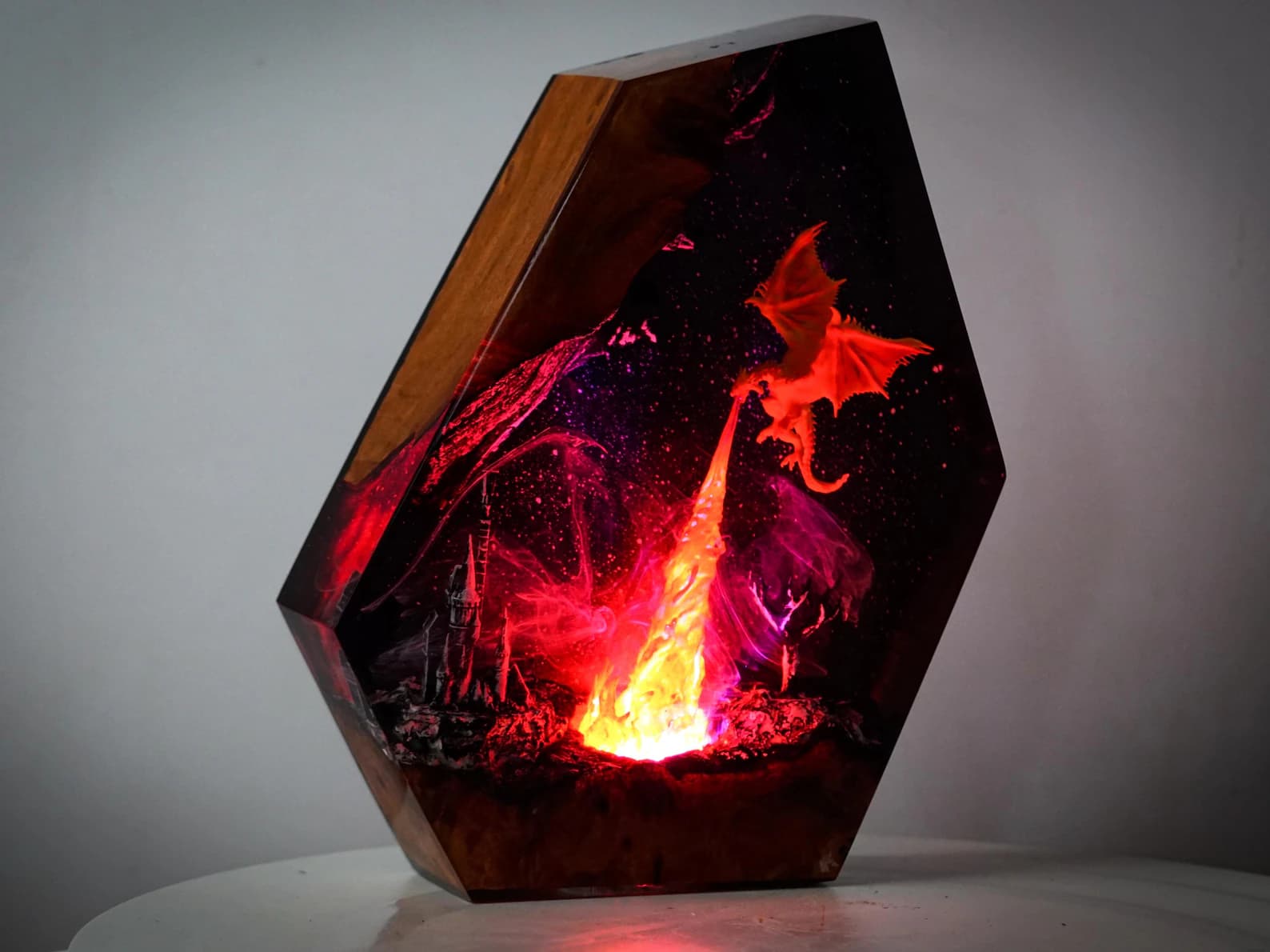 EXCLUSIVE Handmade Fire Dragon Resin Lamp – Fantasy Skyrim Night Light, Mystical Flame-Breathing Resin Dragon Decor for Home or Gift 3