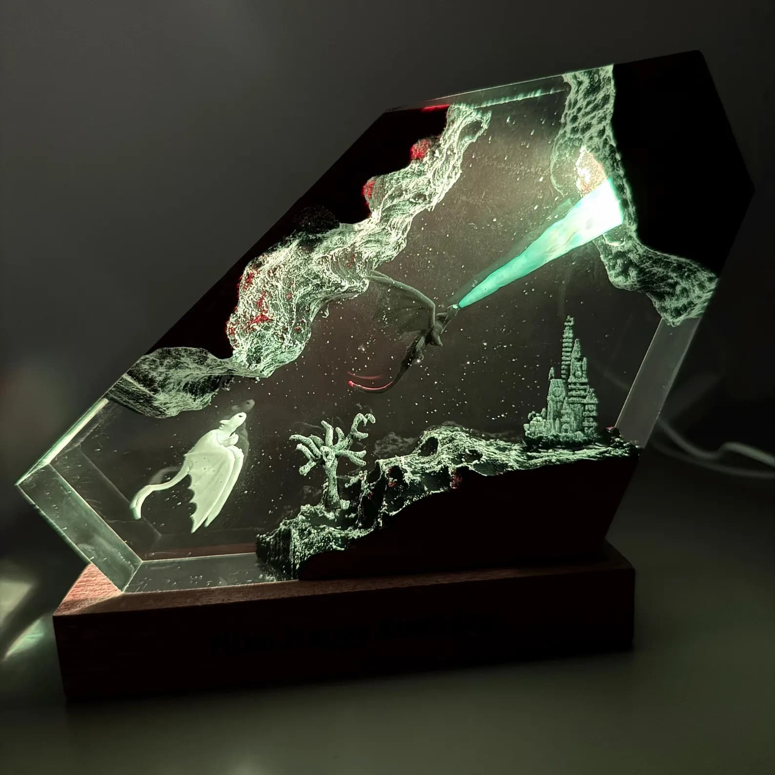 Toothless & Light Fury Resin Lamp, Christmas Gift Ideas for Her, How to Train Your Dragon Night Light, Fantasy Dragon Crystal LED Decor 13