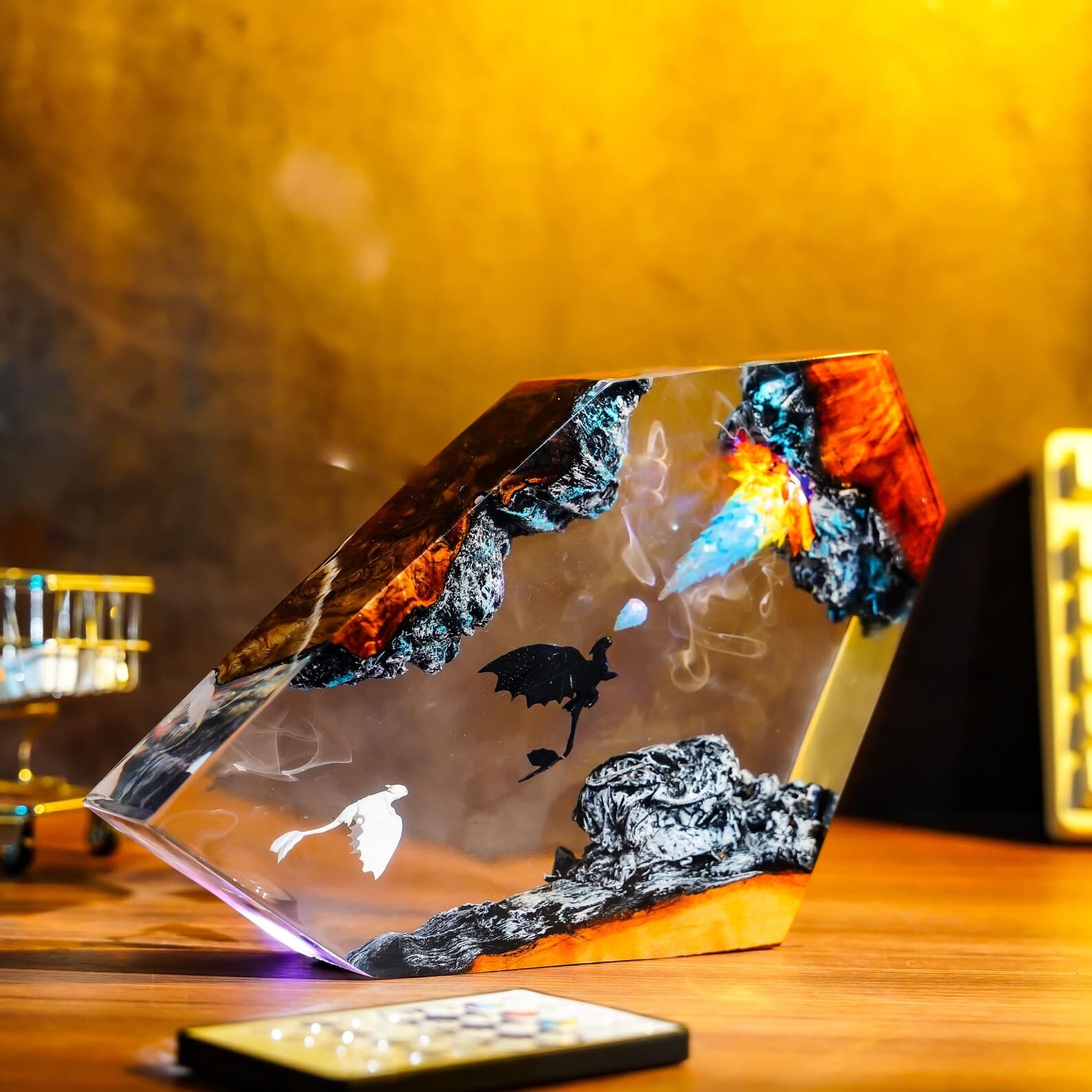 Toothless Flying Dragon LED Lamp β Night Fury Resin Diorama Light, Handmade Fantasy Lamp, Gift for Him, Kids & Dragon Lovers 3