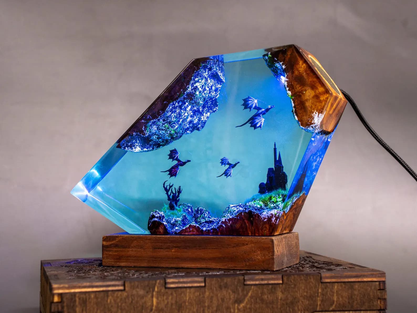 Dragon Resin Night Light, Fire Dragon and Ice Dragon Lamp, christmas gift ideas for him 7