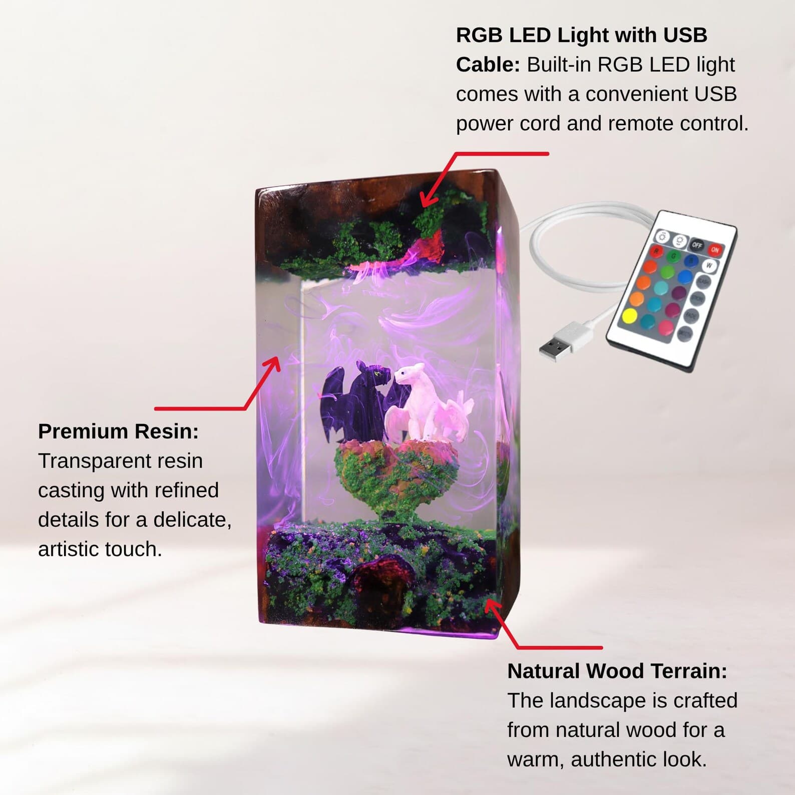 Too.thl.ess Dragon resin lamp, Christmas Gift, Light Fury Lamp, Dragon Figure lamp, New Year Gift 3