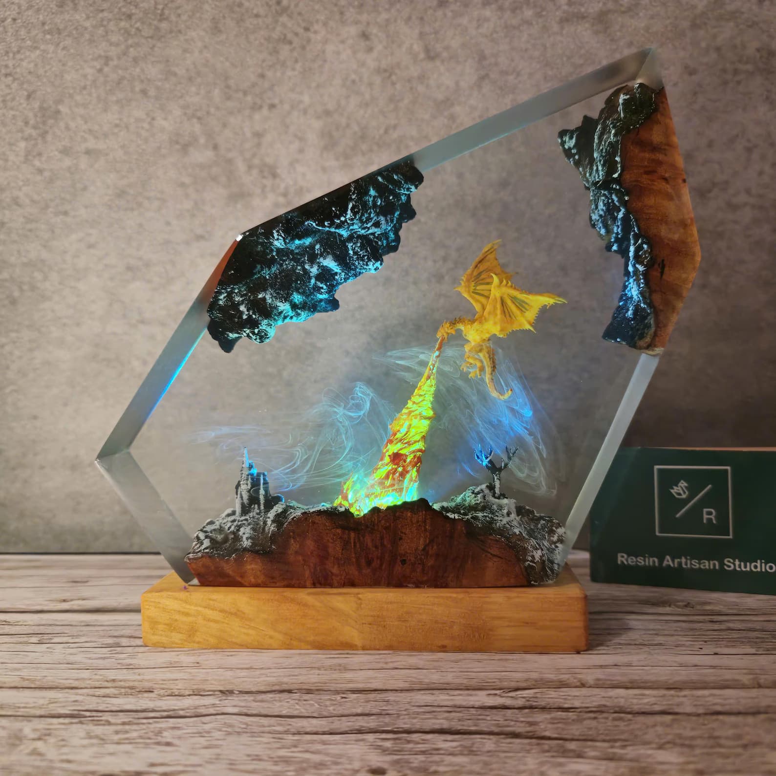 Customer Fire Dragon Lamp, Fire Dragon Figure, Dragon Statue, Gift for Mom, Gift for Dad's, Gift for Kids, Desk lamp, Table Lamp, Resin lamp 5