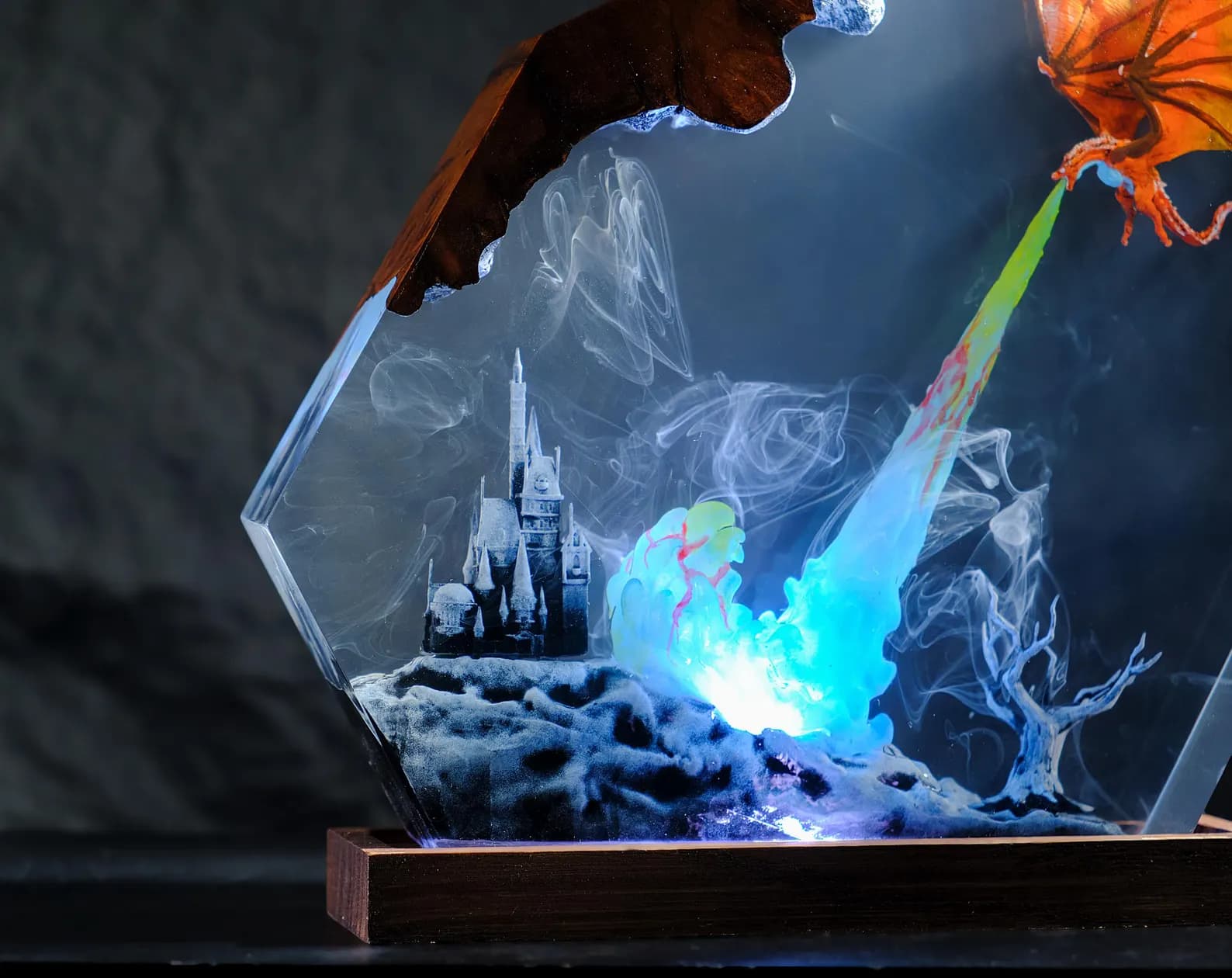 Custom Lamp Dragon resin epoxy, night light wood, dragon lover gift, personalized handmade gift, bedside lamp, gift for him Christmas Gift 9