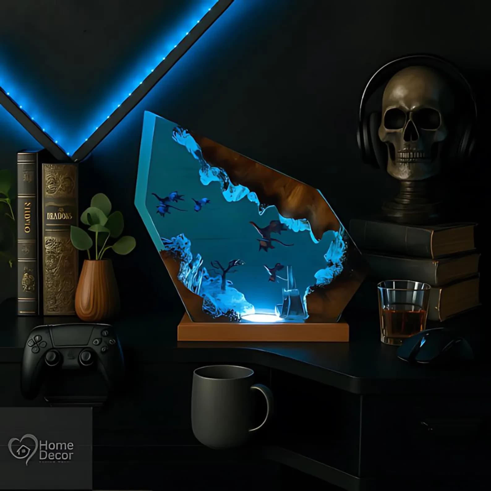 Fire & Ice Dragon Resin Lamp | 3D Fantasy Gamer Room Decor 9